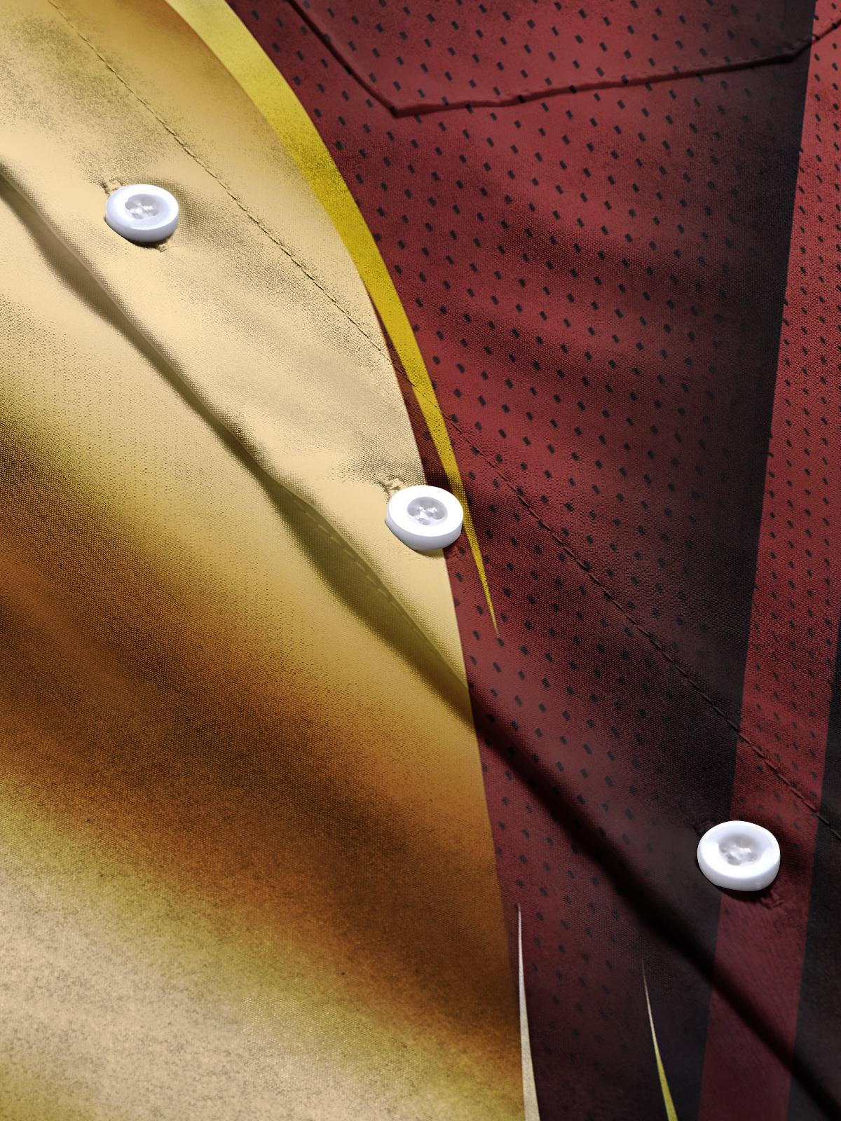 Gradient Geometric Print Men's Pocket Short Sleeve Shirts