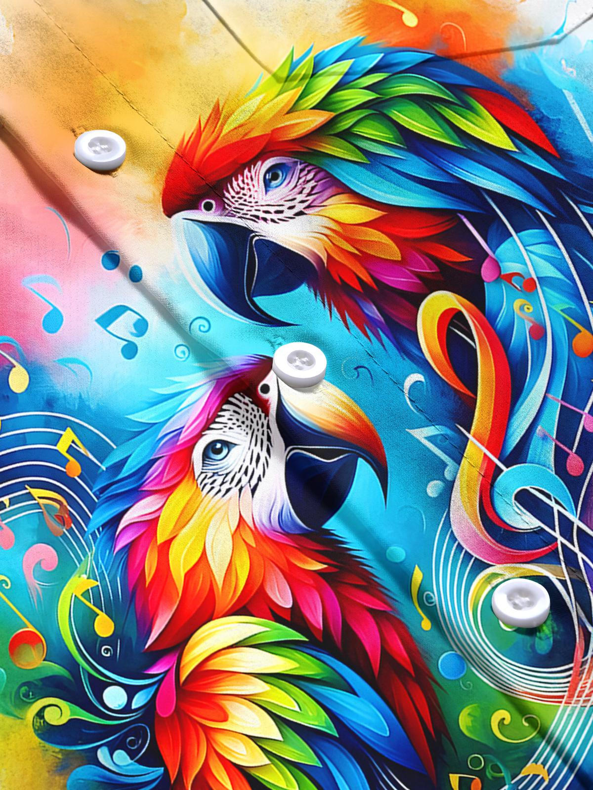 Parrot Musical Note Men's Pocket Short Sleeve Shirts