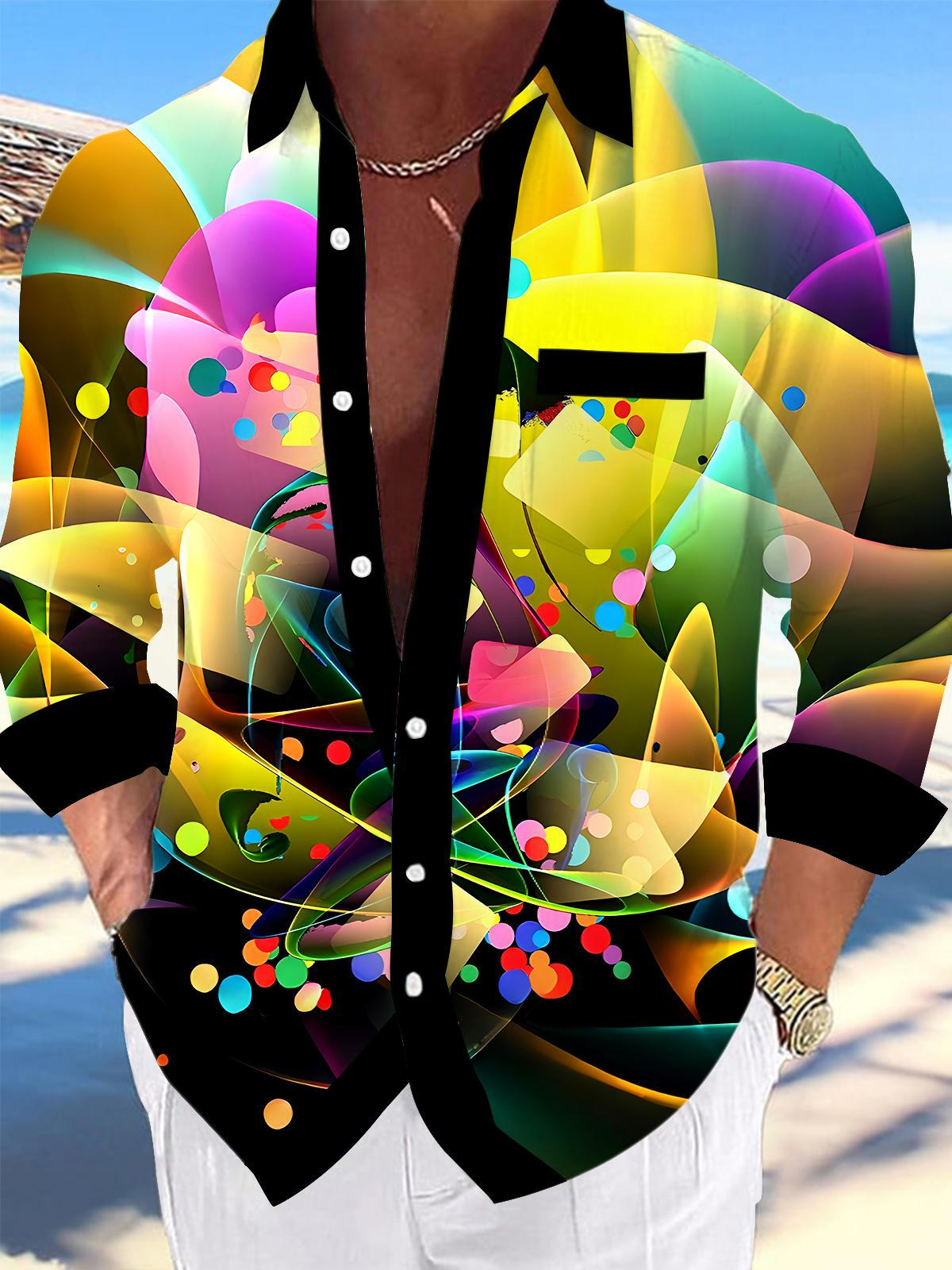 Abstract Men's Pocket Long Sleeve Shirts