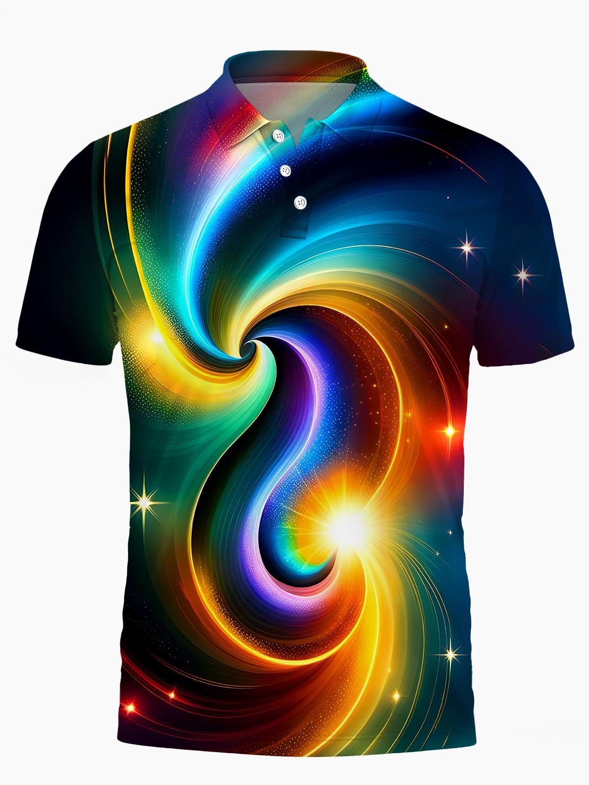 Abstract Men's Short Sleeve Button Polo Shirt