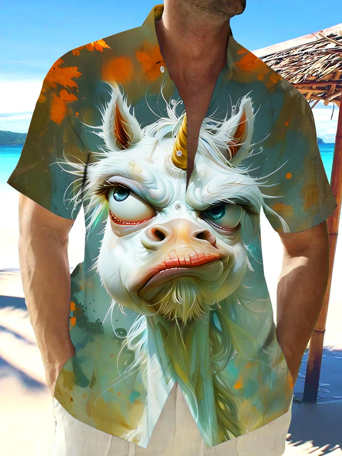 Funny Unicorn Men's Pocket Short Sleeve Shirts