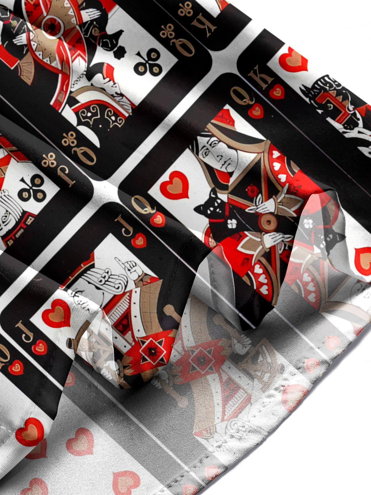 Playing Card Print Men's Pocket Short Sleeve Shirts