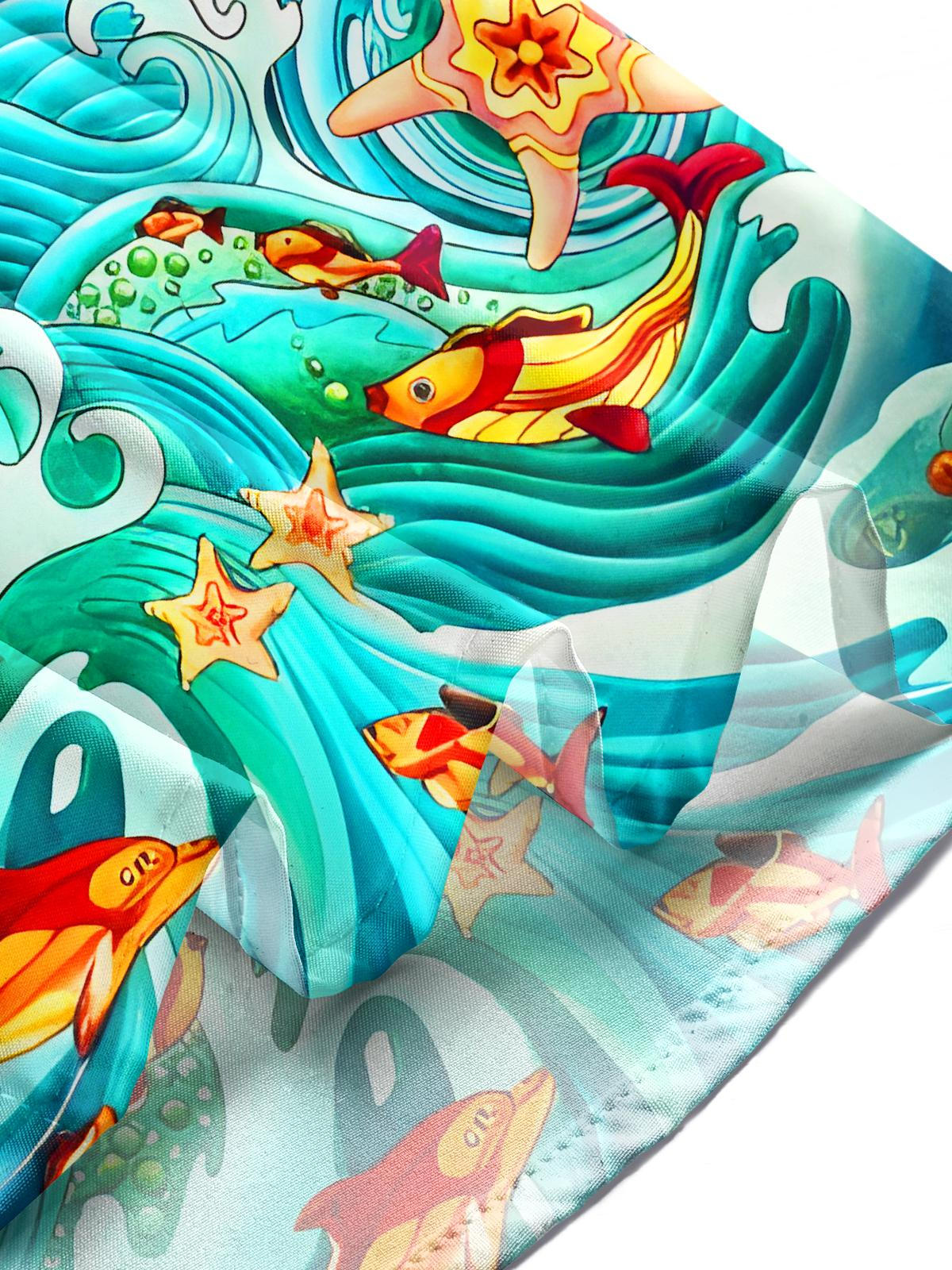 Funny Marine Life Swirl Men's Pocket Long Sleeve Shirts