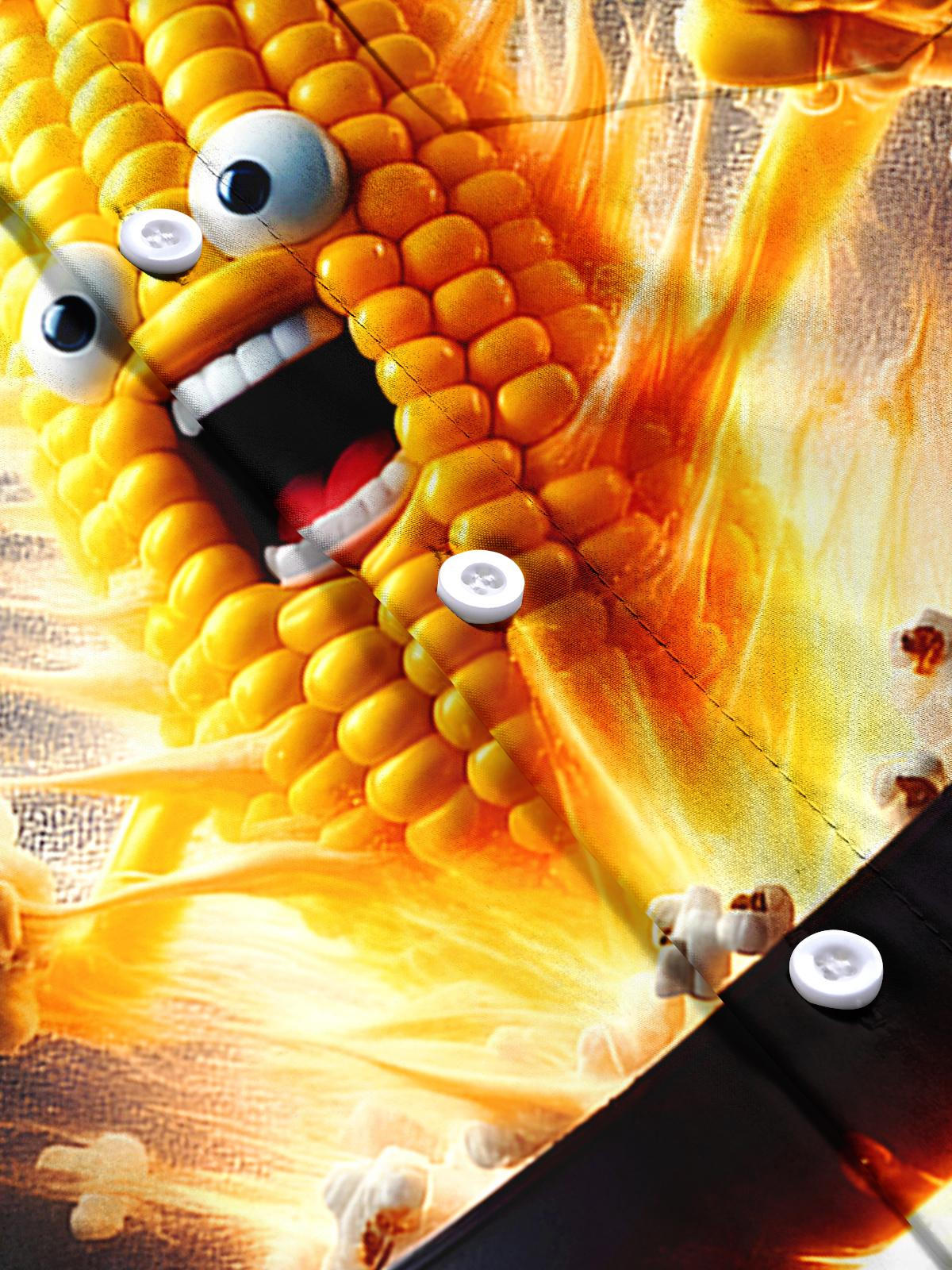 Corn Popcorn Men's Pocket Short Sleeve Shirts