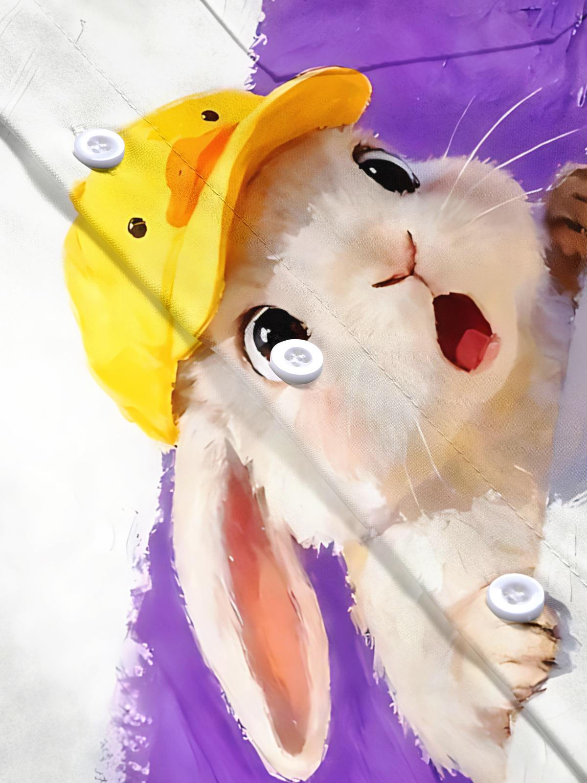 Rabbit Print Men's Pocket Short Sleeve Shirts