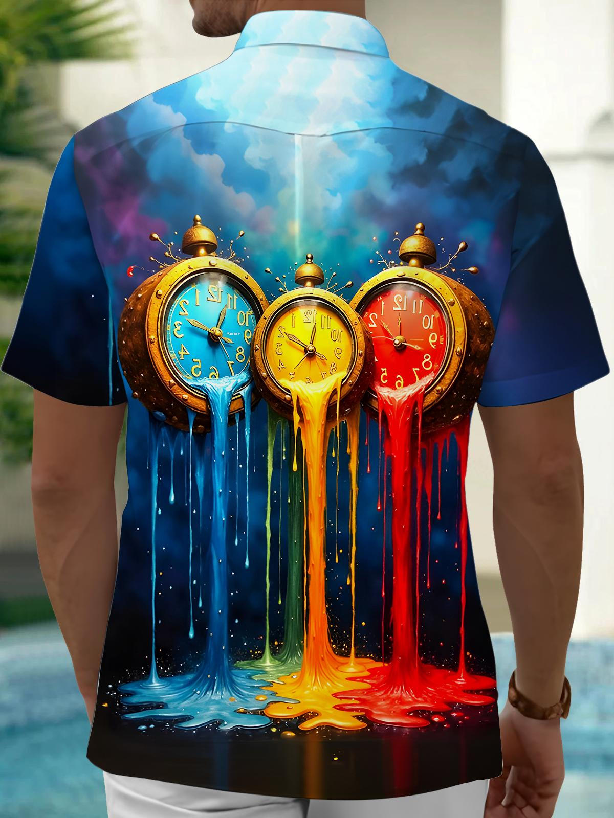 Clock Men's Pocket Short Sleeve Shirts