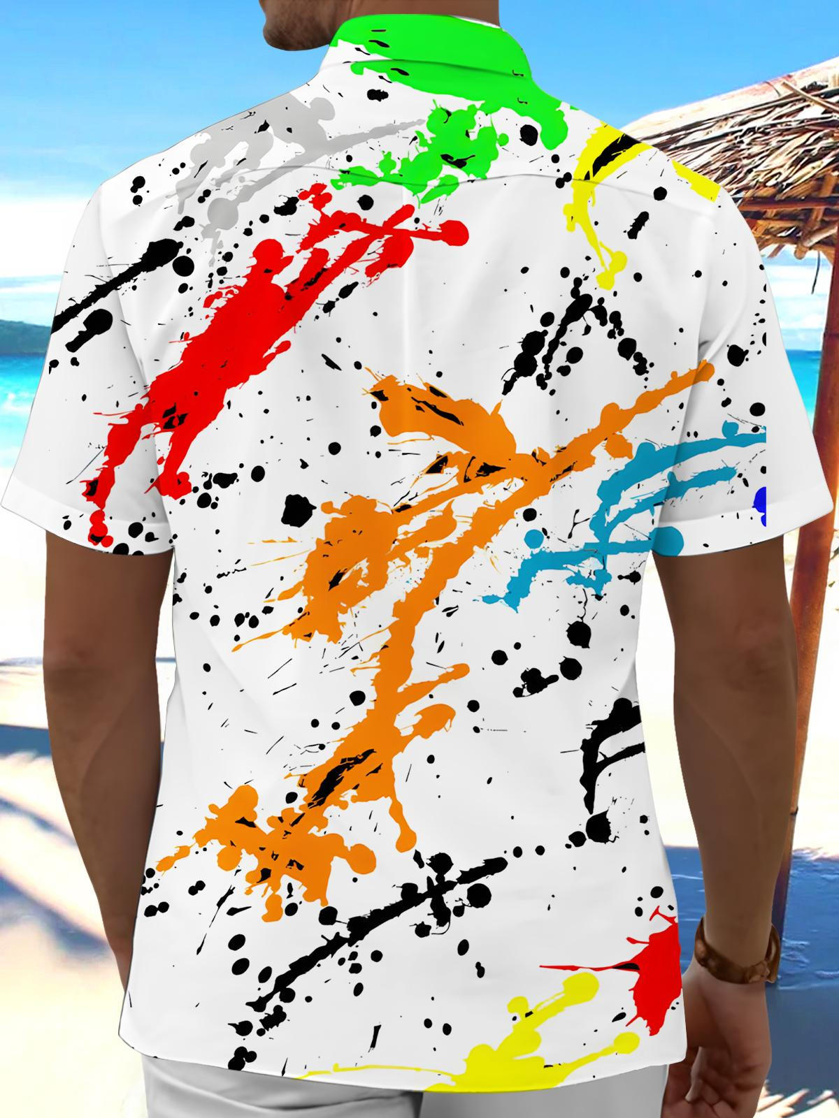 Abstract Tie Dye Print Men's Pocket Short Sleeve Shirts