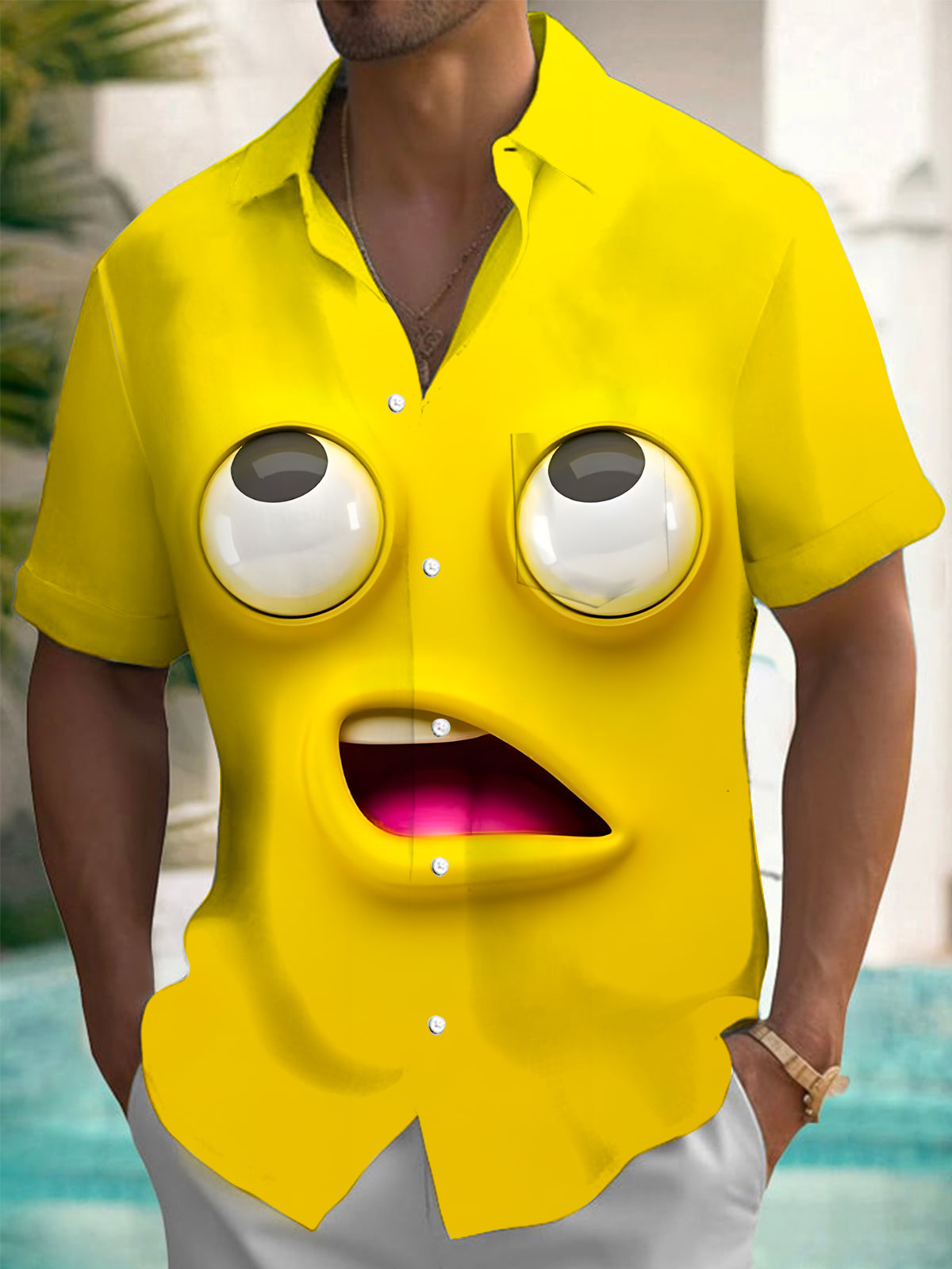 Fun Print Men's Pocket Short Sleeve Shirts