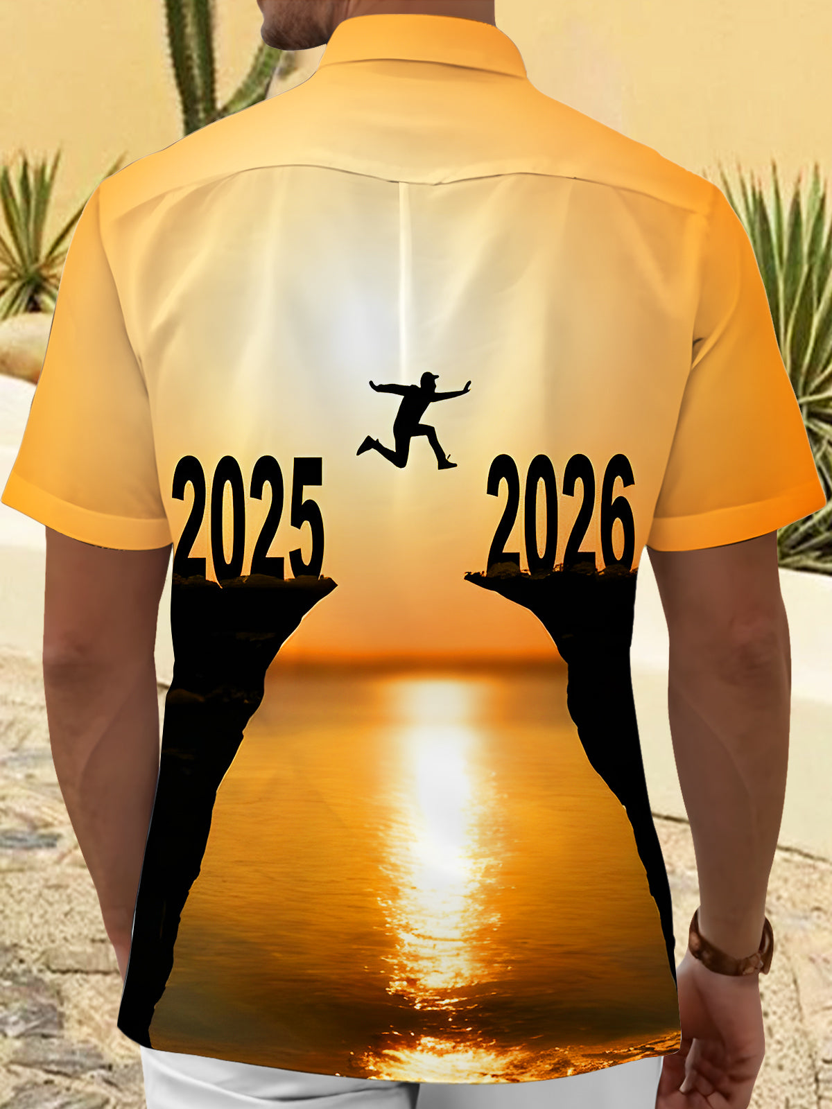 Fun Crossing Into The New Year Men's Pocket Short Sleeve Shirts