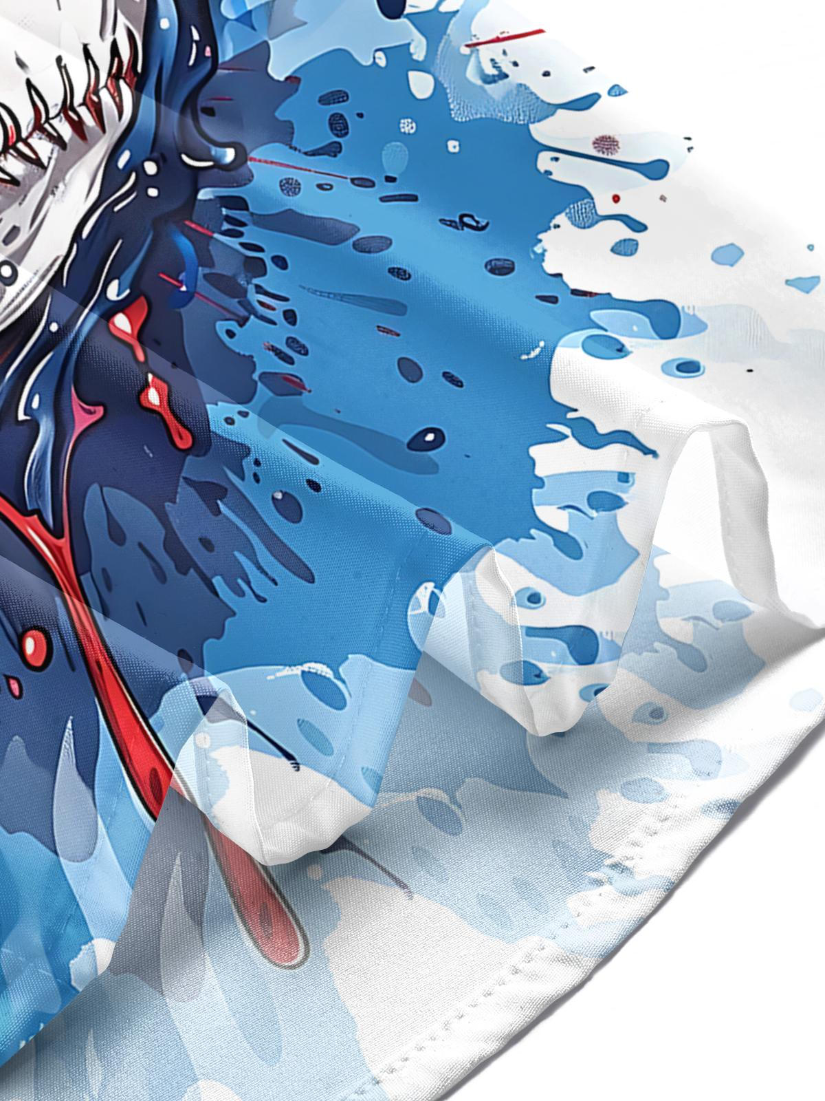 Baseball Print Men's Pocket Short Sleeve Shirts