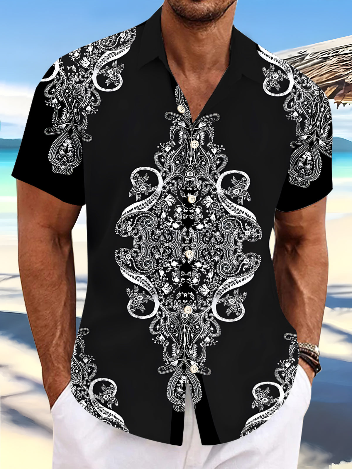 Floral Men's Pocket Short Sleeve Shirts