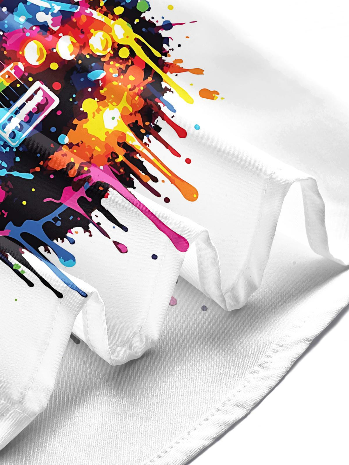 Guitar Print Men's Pocket Short Sleeve Shirts