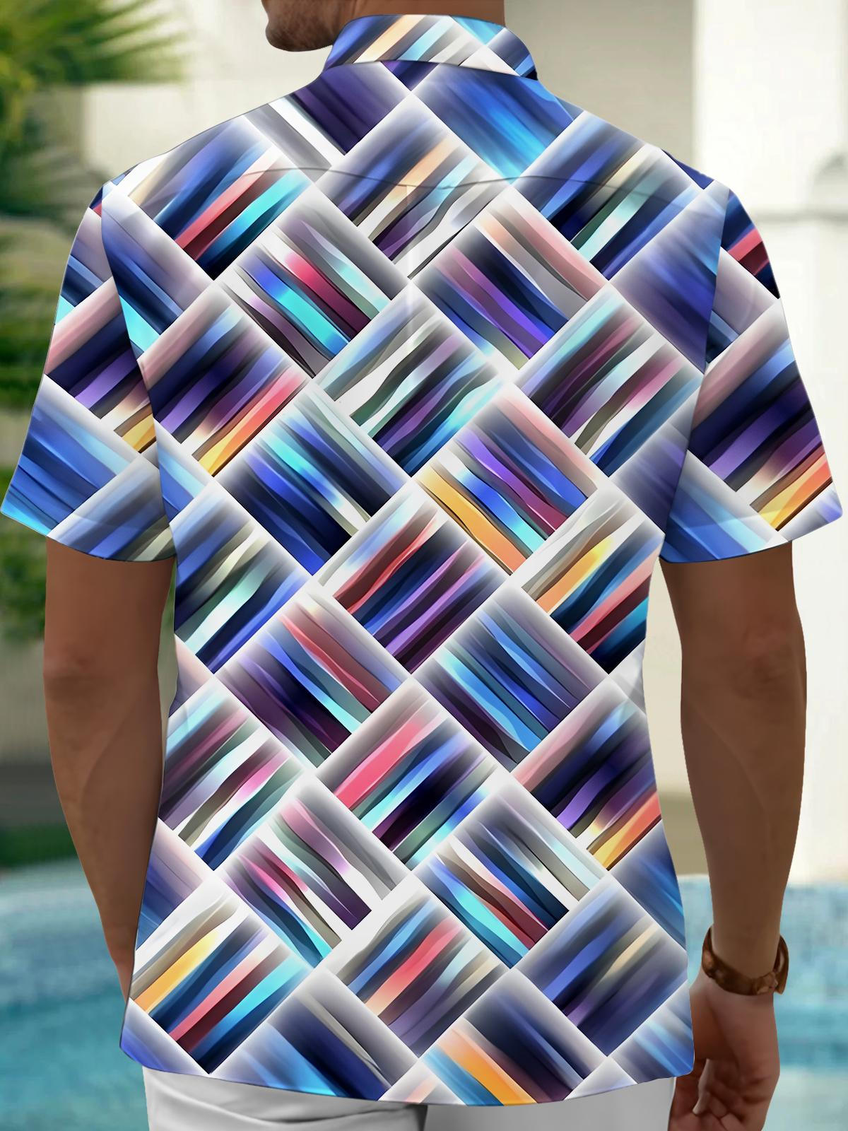 Geometry Tie Dye Men's Pocket Short Sleeve Shirts