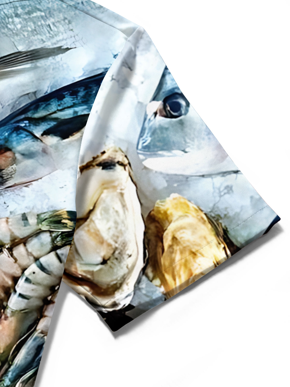 Seafood Print Men's Pocket Short Sleeve Shirts
