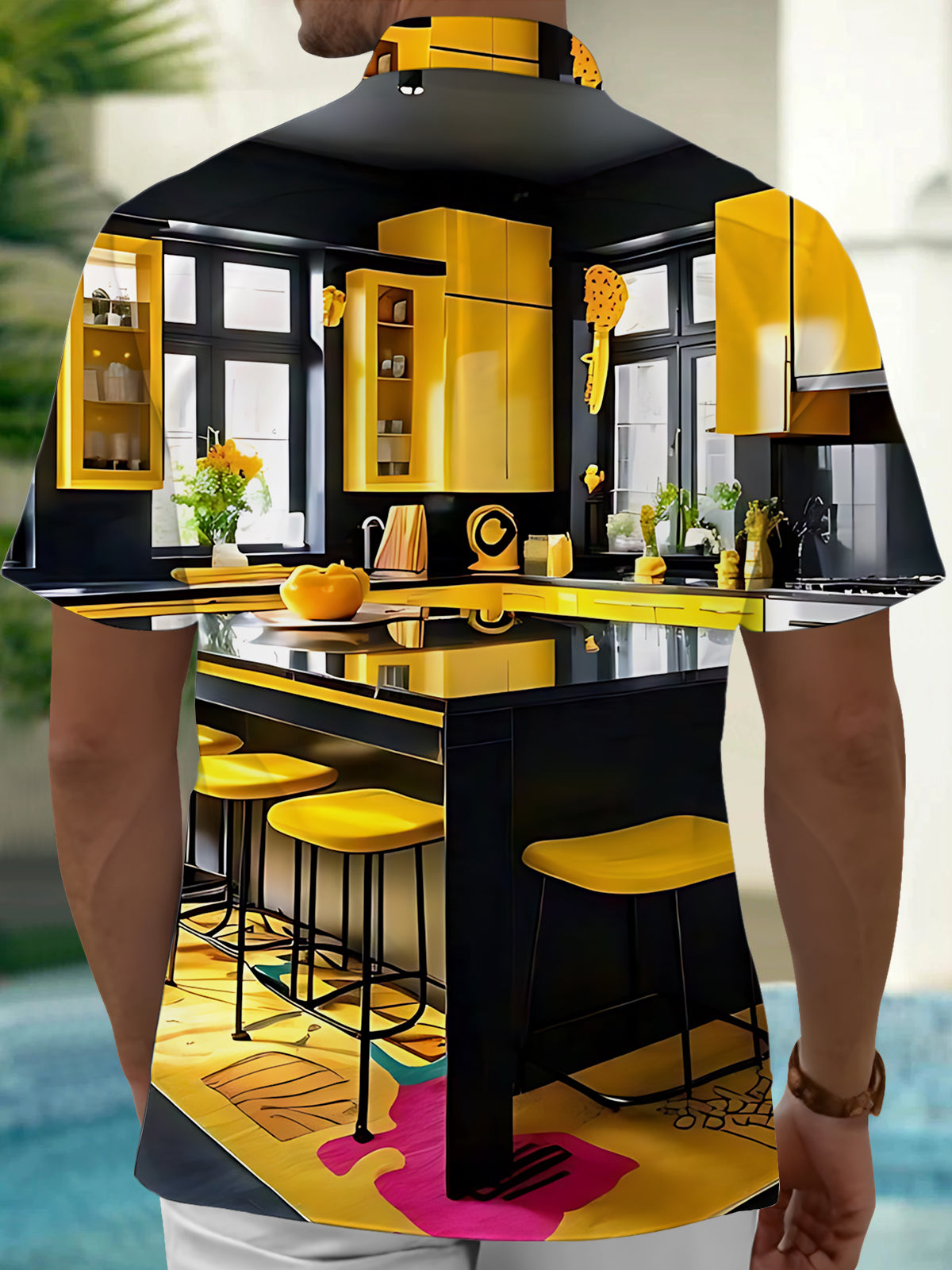 Kitchen Art Print Men's Pocket Short Sleeve Shirts