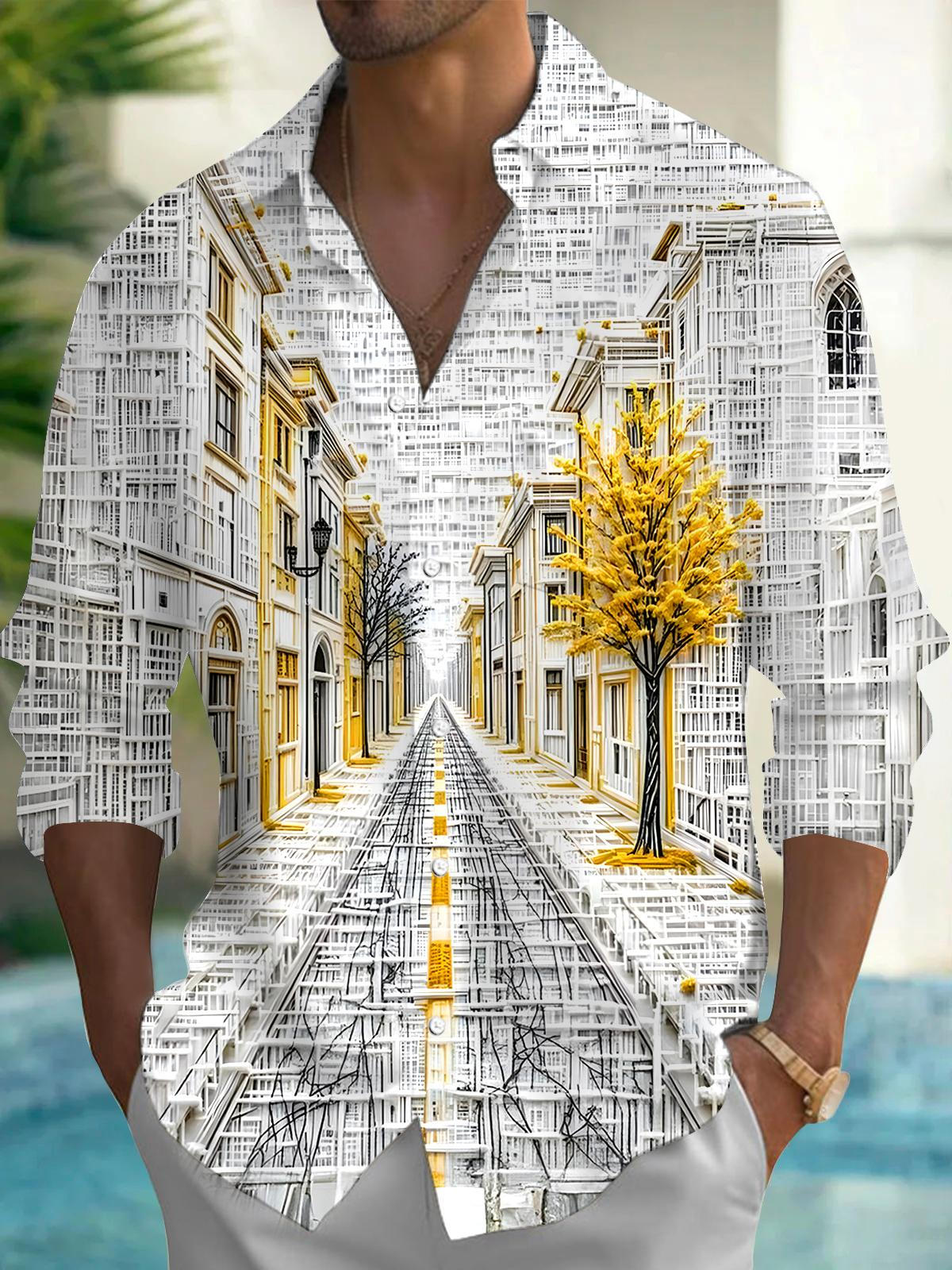 Street Men's Pocket Long Sleeve Shirts