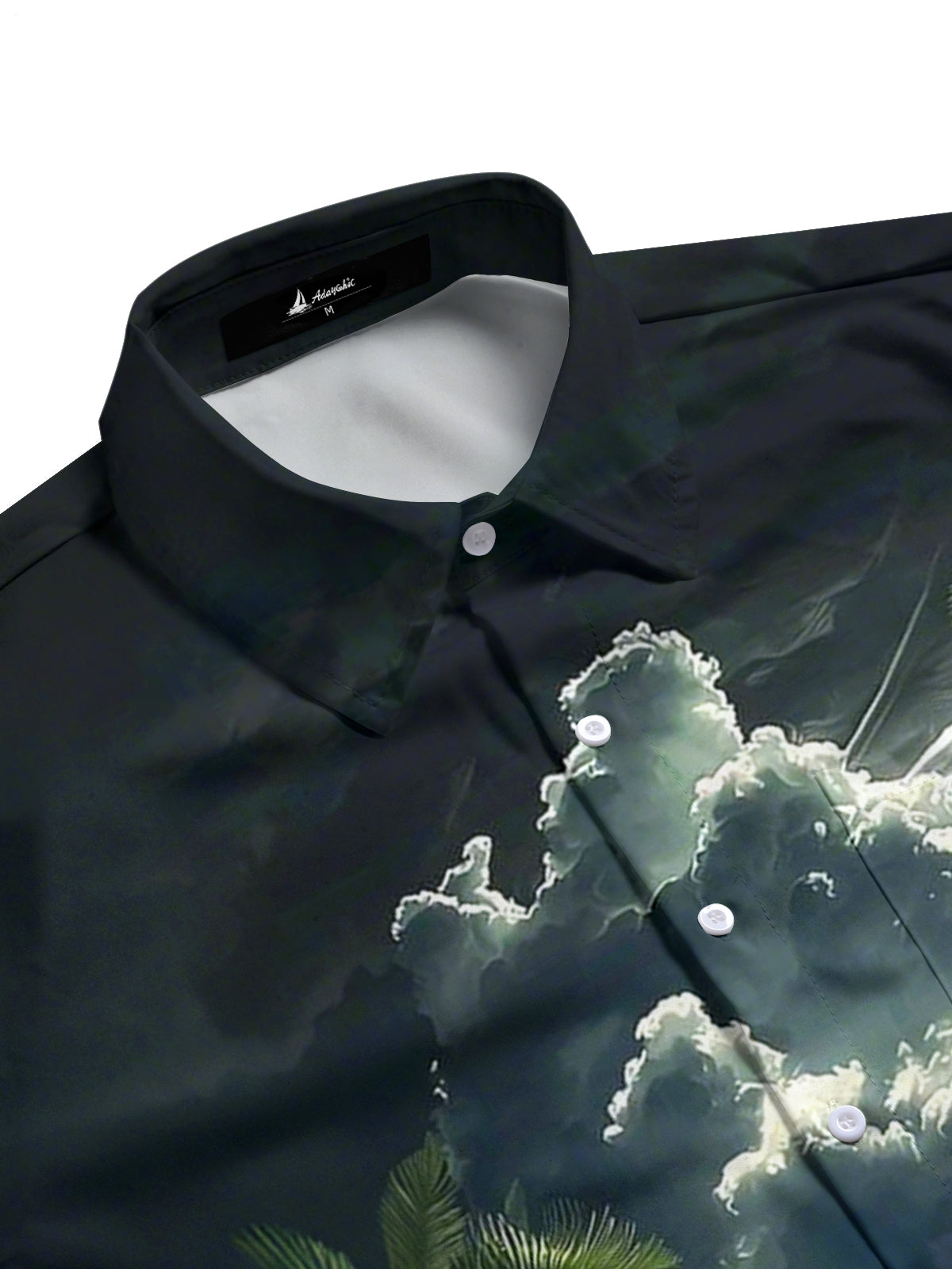 Palm Tree Print Men's Pocket Long Sleeve Shirts