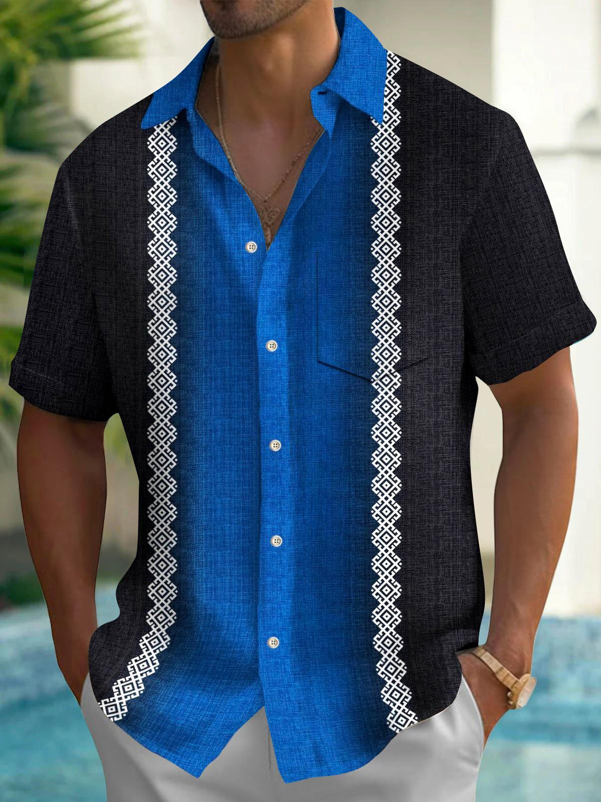 Geometry Men's Pocket Short Sleeve Shirts