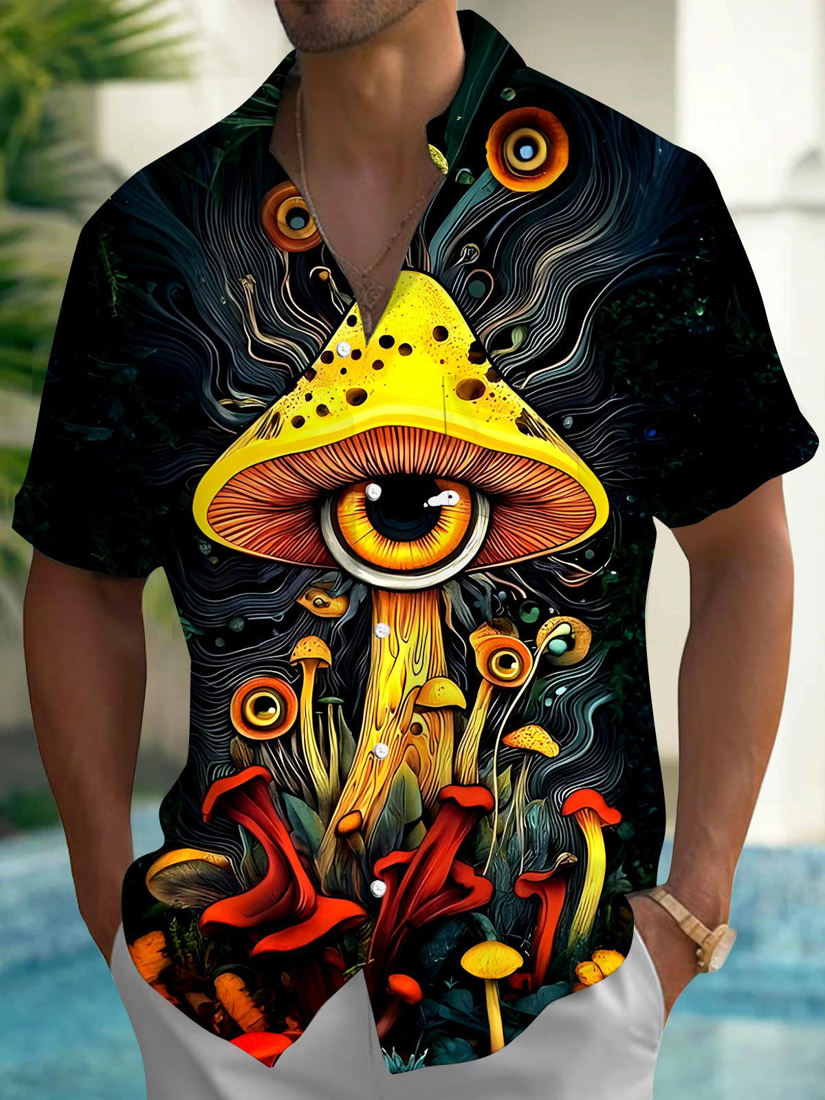 Mushroom Eyes Men's Pocket Short Sleeve Shirts