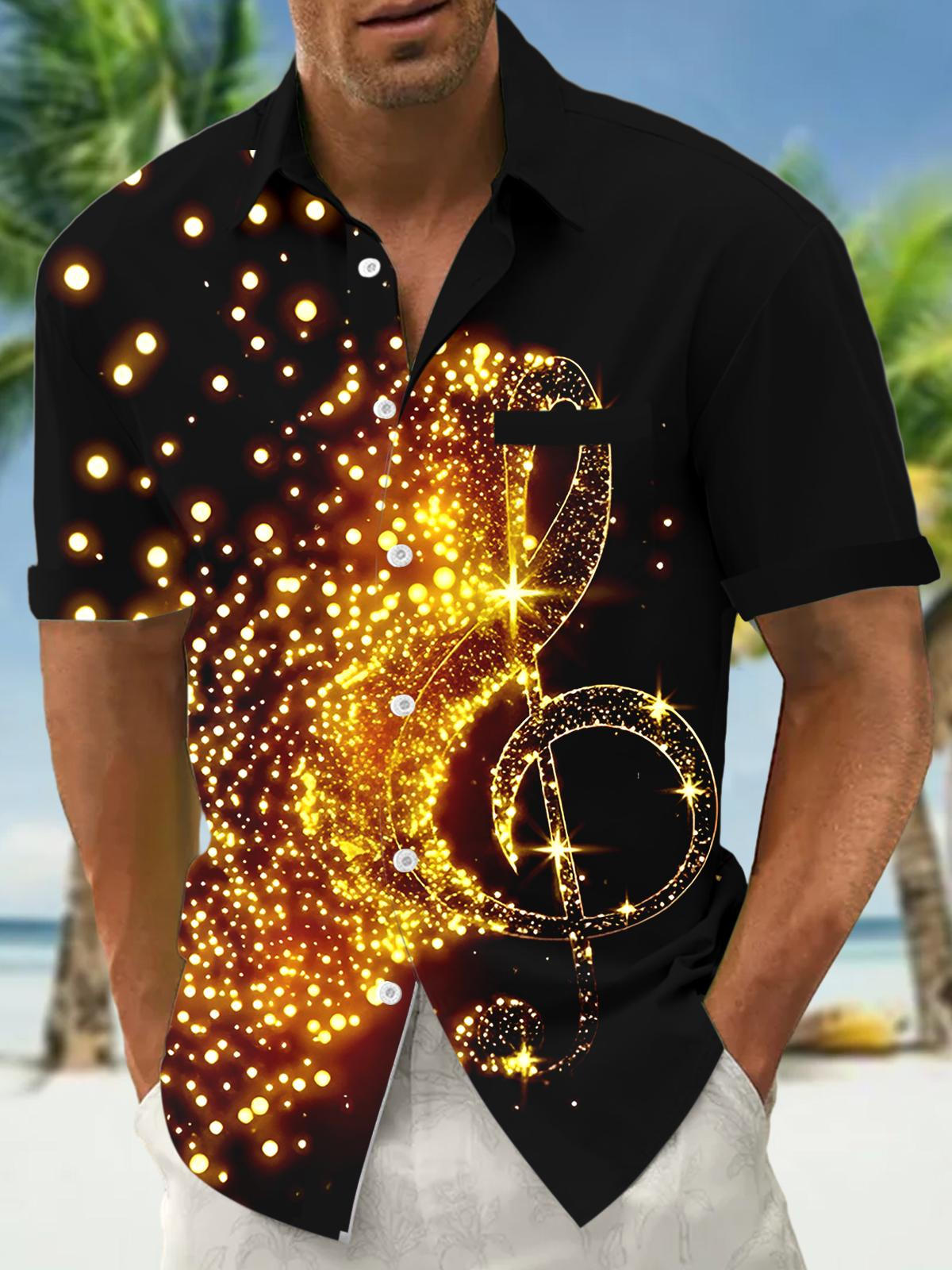 Musical Note Men's Pocket Short Sleeve Shirts