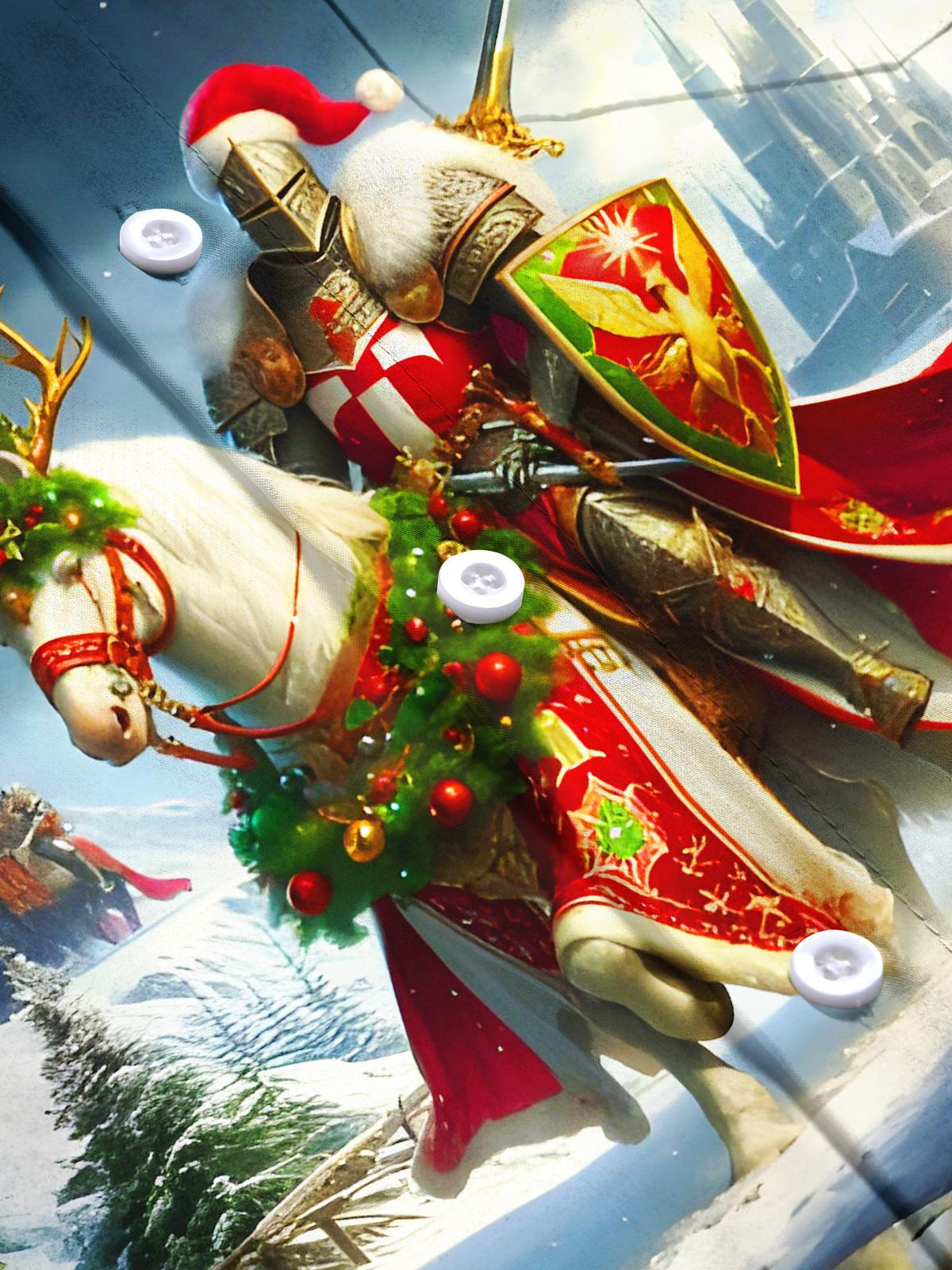 Christmas Knight General On Horseback Xmas Men's Pocket Short Sleeve Shirts