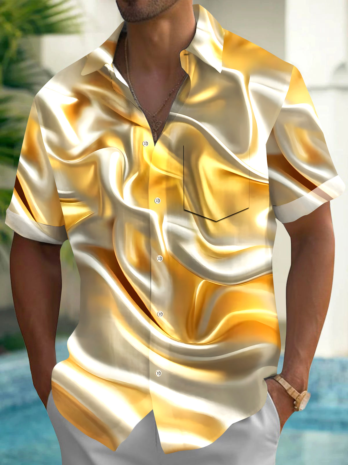 Abstract Men's Pocket Short Sleeve Shirts