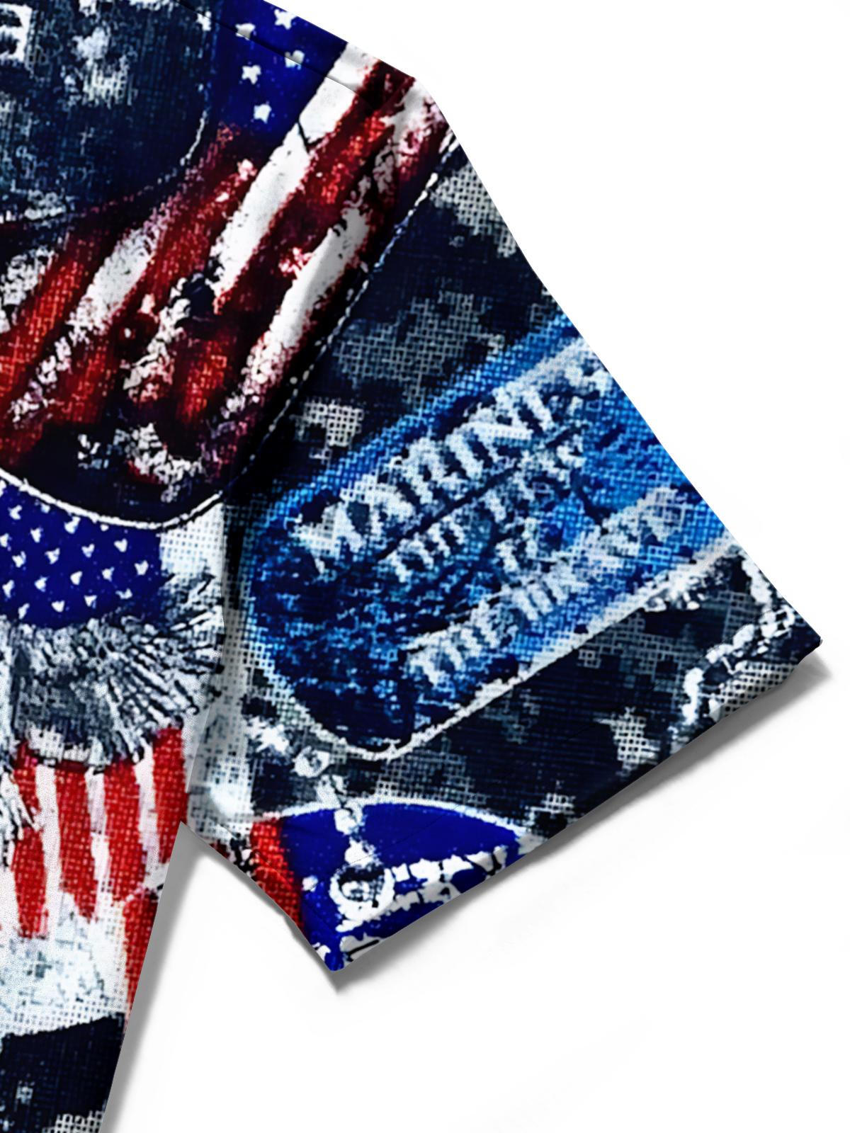 American Flag Print Men's Pocket Short Sleeve Shirts