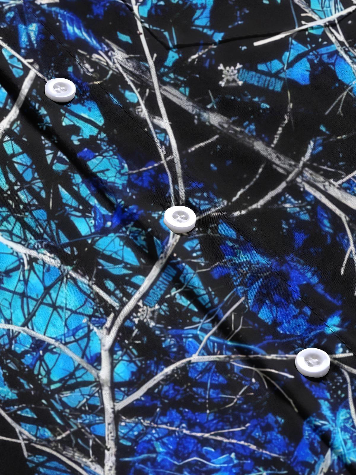 Branch Print Men's Pocket Short Sleeve Shirts