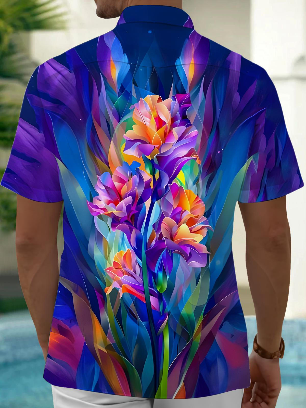 Floral Men's Pocket Short Sleeve Shirts