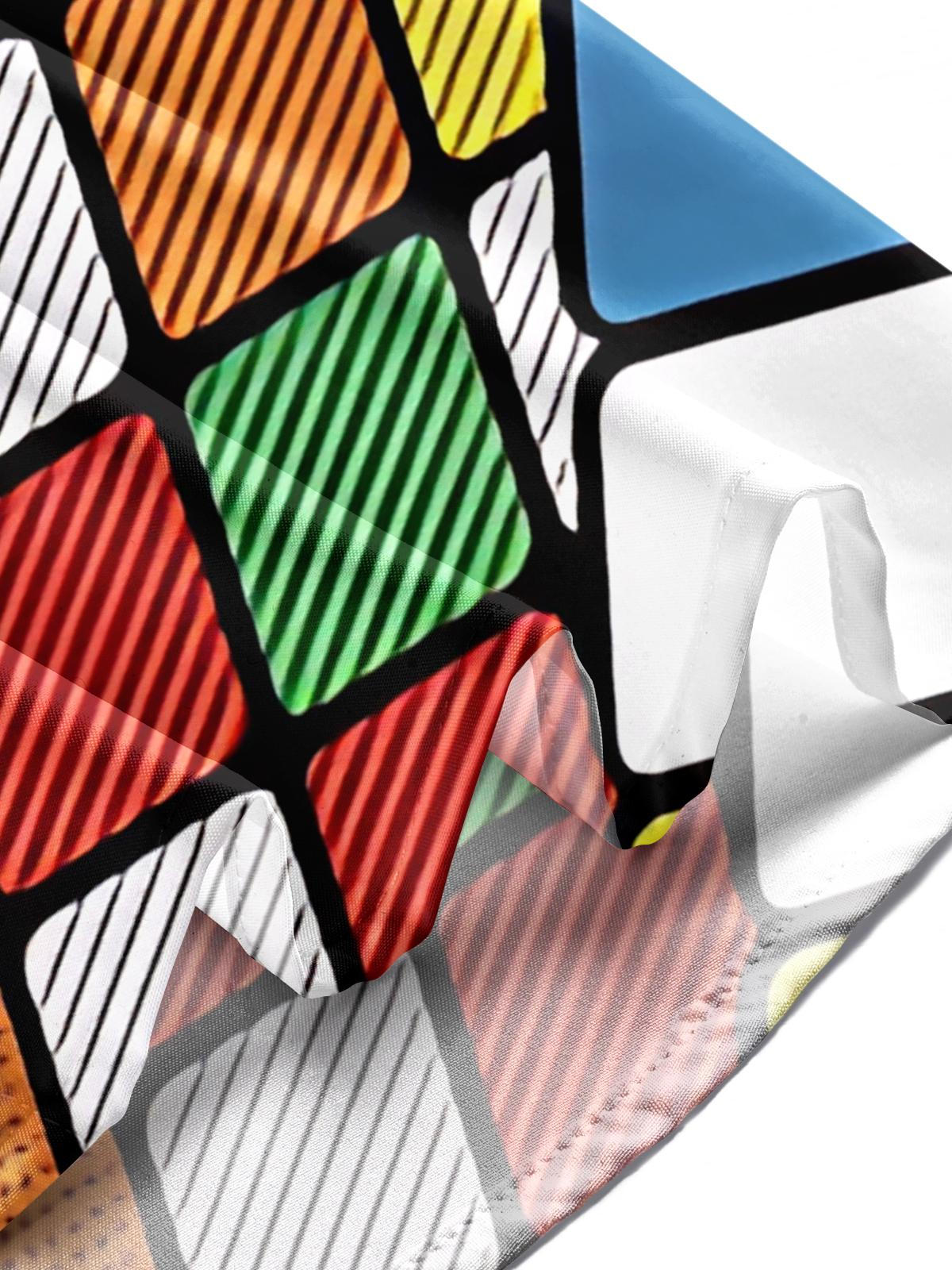 Rubik's Cube Print Men's Pocket Short Sleeve Shirts