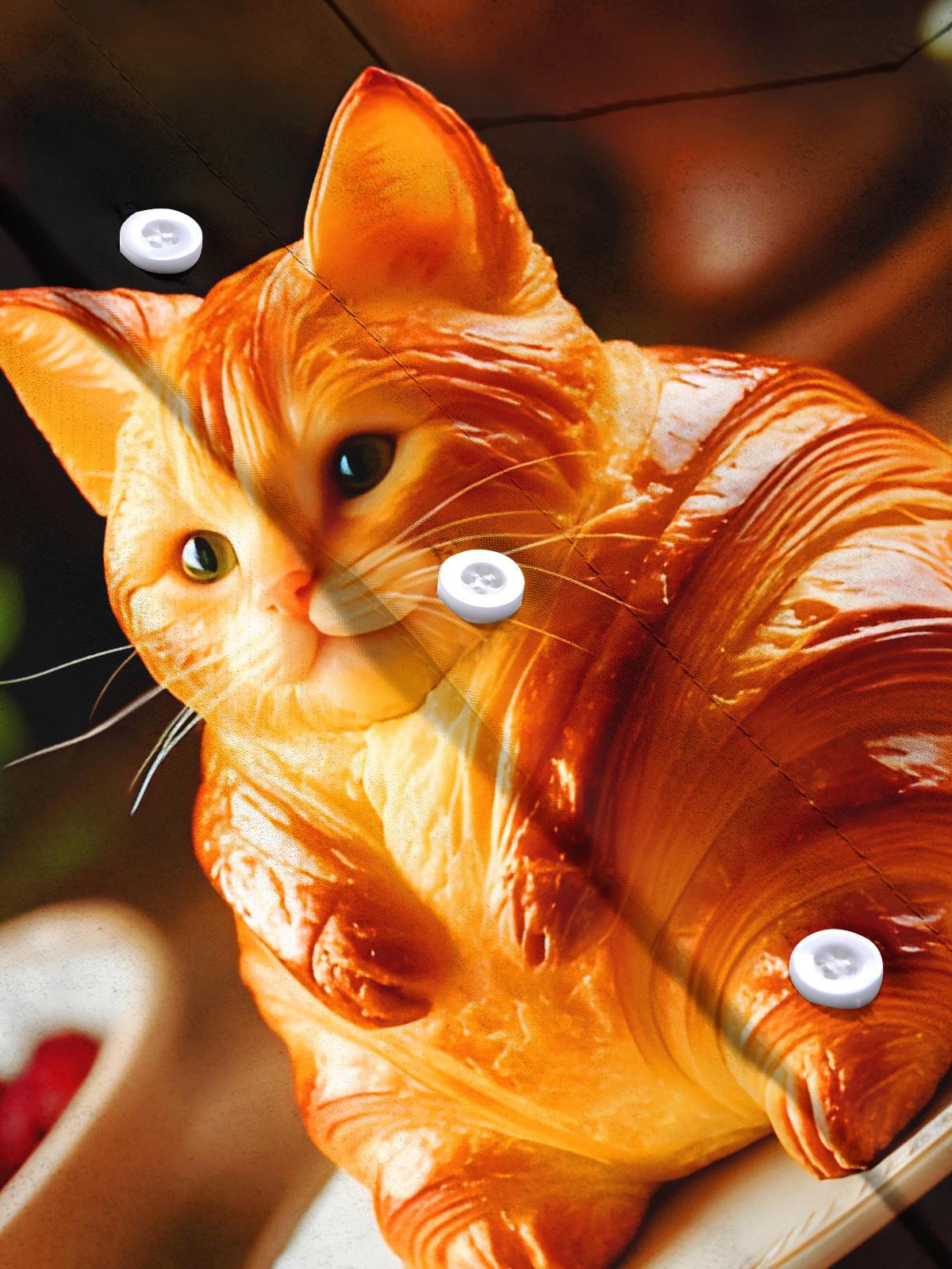 Fun Cat Croissant Men's Pocket Short Sleeve Shirts