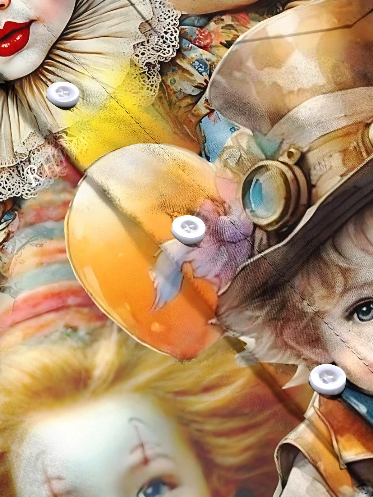 Vintage Clown Print Men's Pocket Short Sleeve Shirts