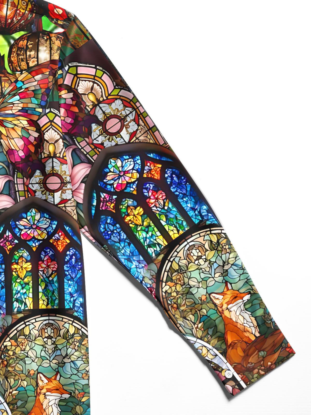 Glass Art Print Men's Pocket Long Sleeve Shirts