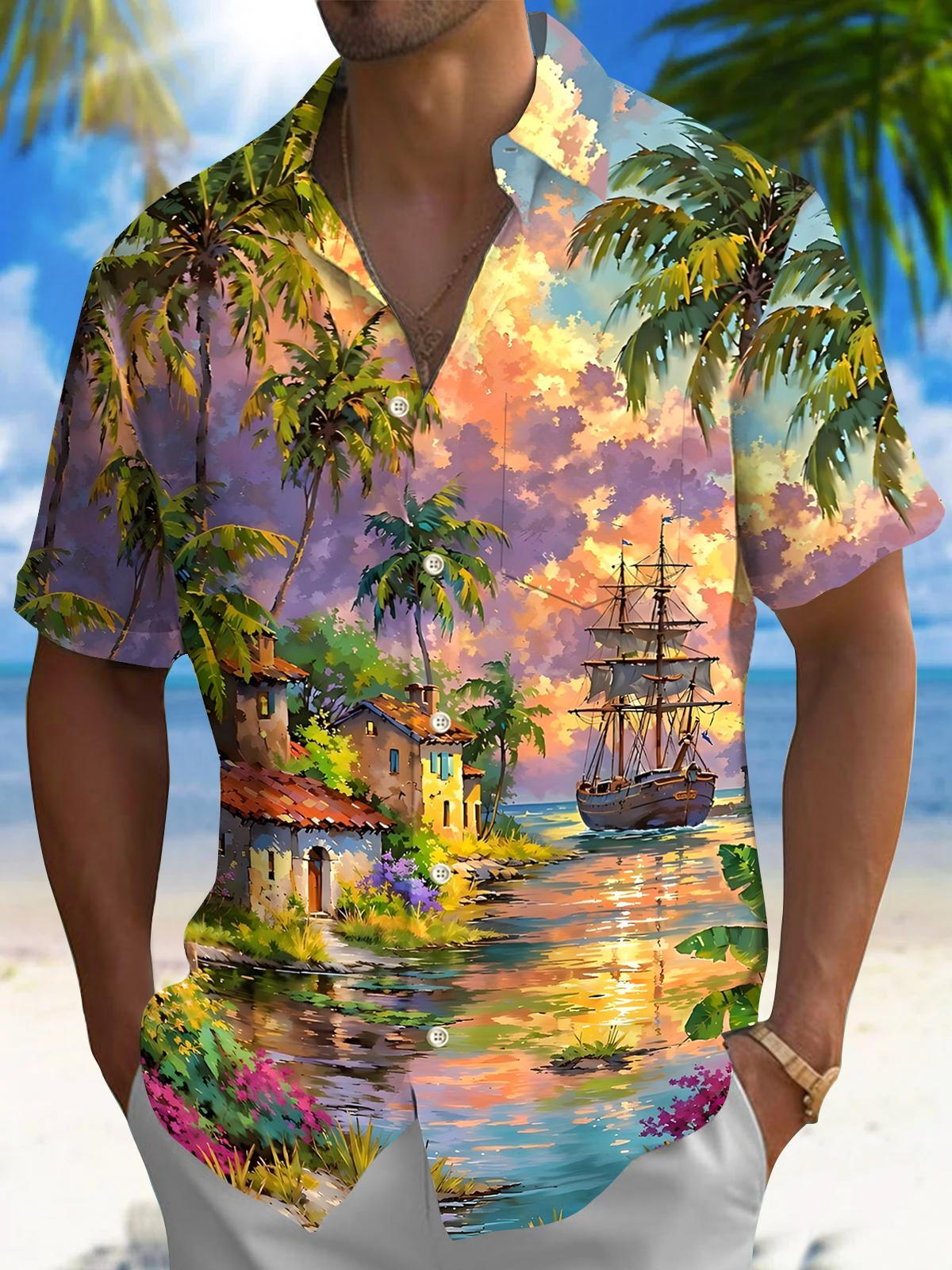 Hawaiian Men's Pocket Short Sleeve Shirts