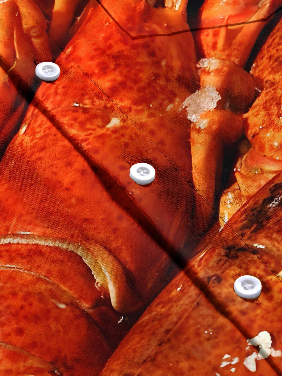 Lobster Print Men's Pocket Short Sleeve Shirts