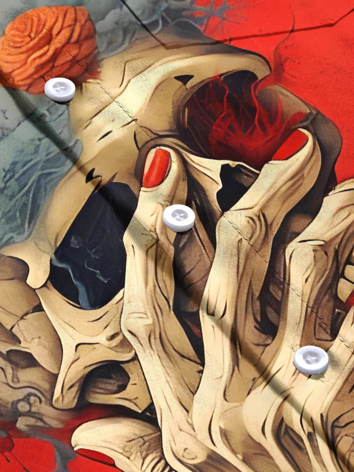 Skull Poker Men's Pocket Short Sleeve Shirts