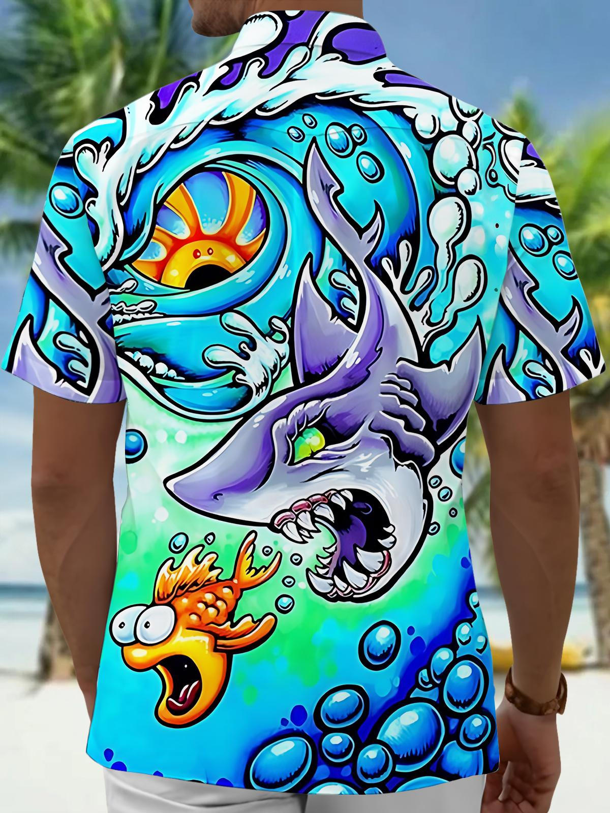 Ocean Art Print Men's Pocket Short Sleeve Shirts