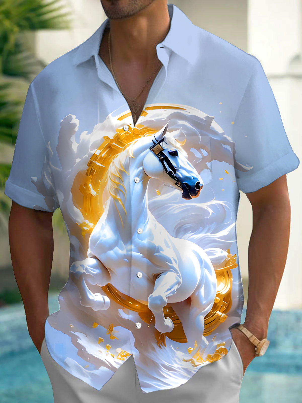 Art Horse Relief Men's Pocket Short Sleeve Shirts