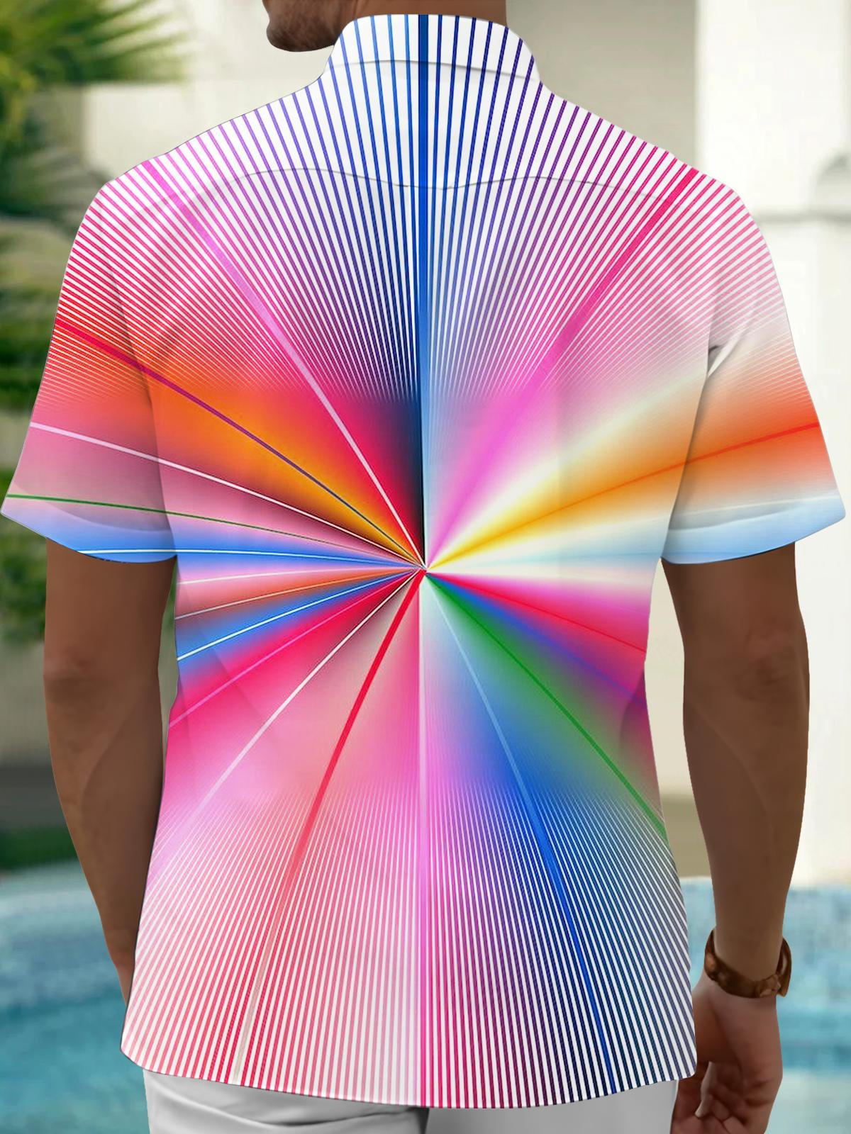 Tie Dye Geometry Men's Pocket Short Sleeve Shirts