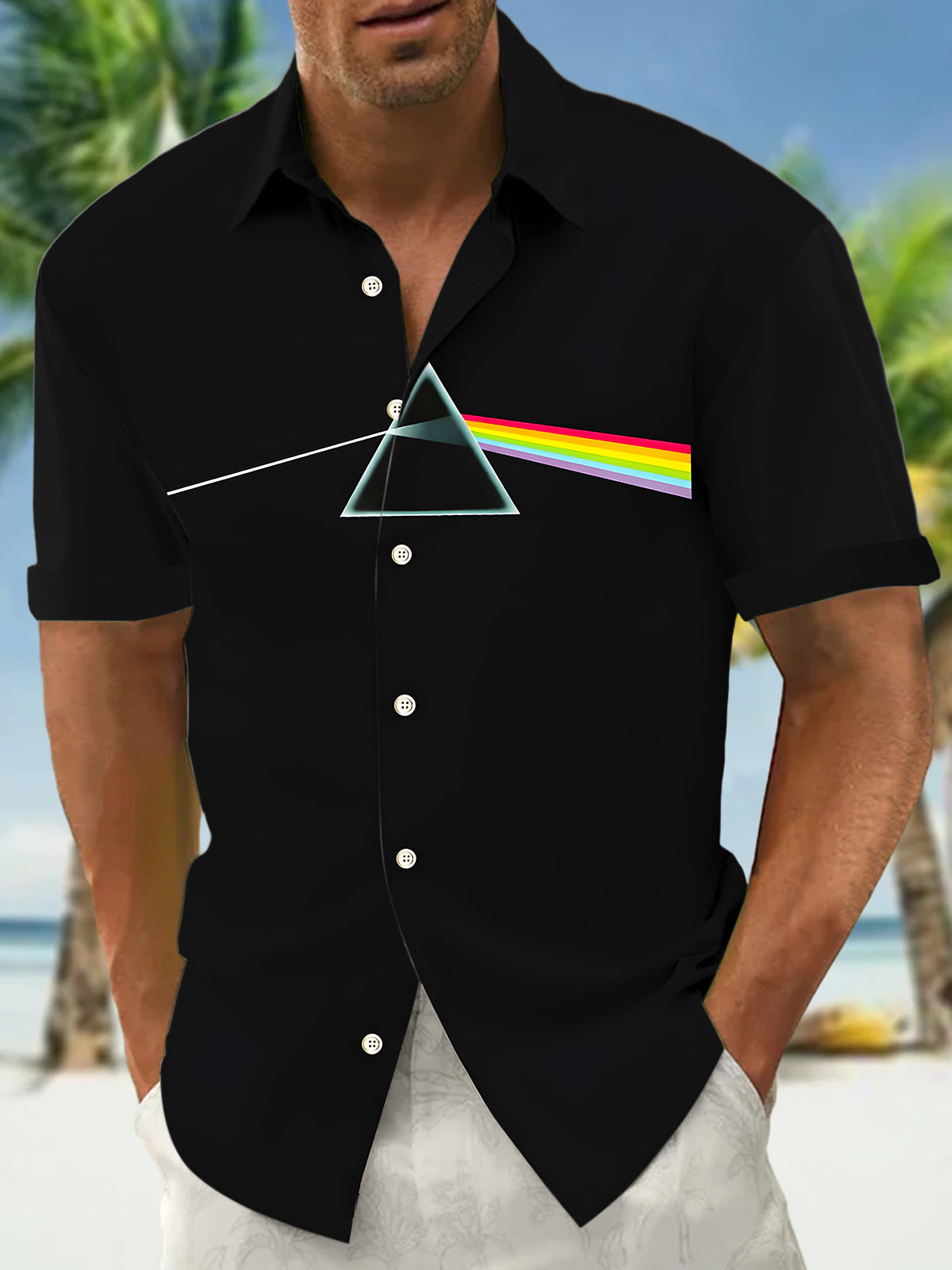 Music Tie Dye Men's Pocket Short Sleeve Shirts