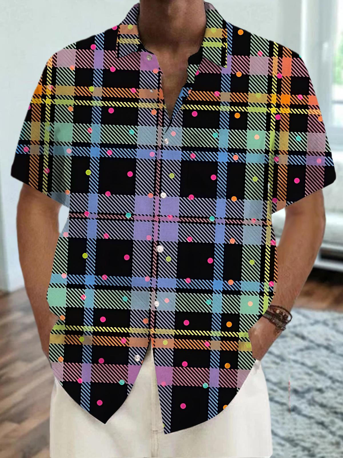 Geometric Print Men's Pocket Short Sleeve Shirts