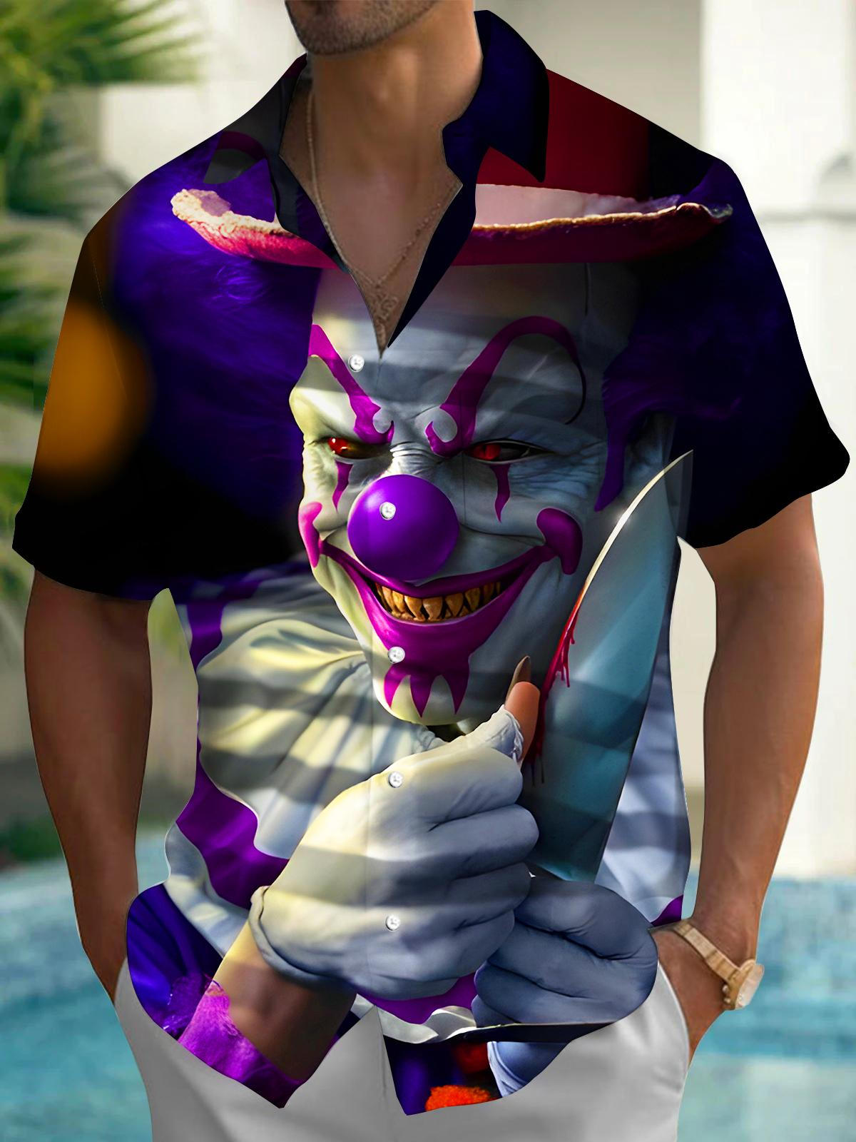 Funny Joker Halloween Men's Pocket Short Sleeve Shirts