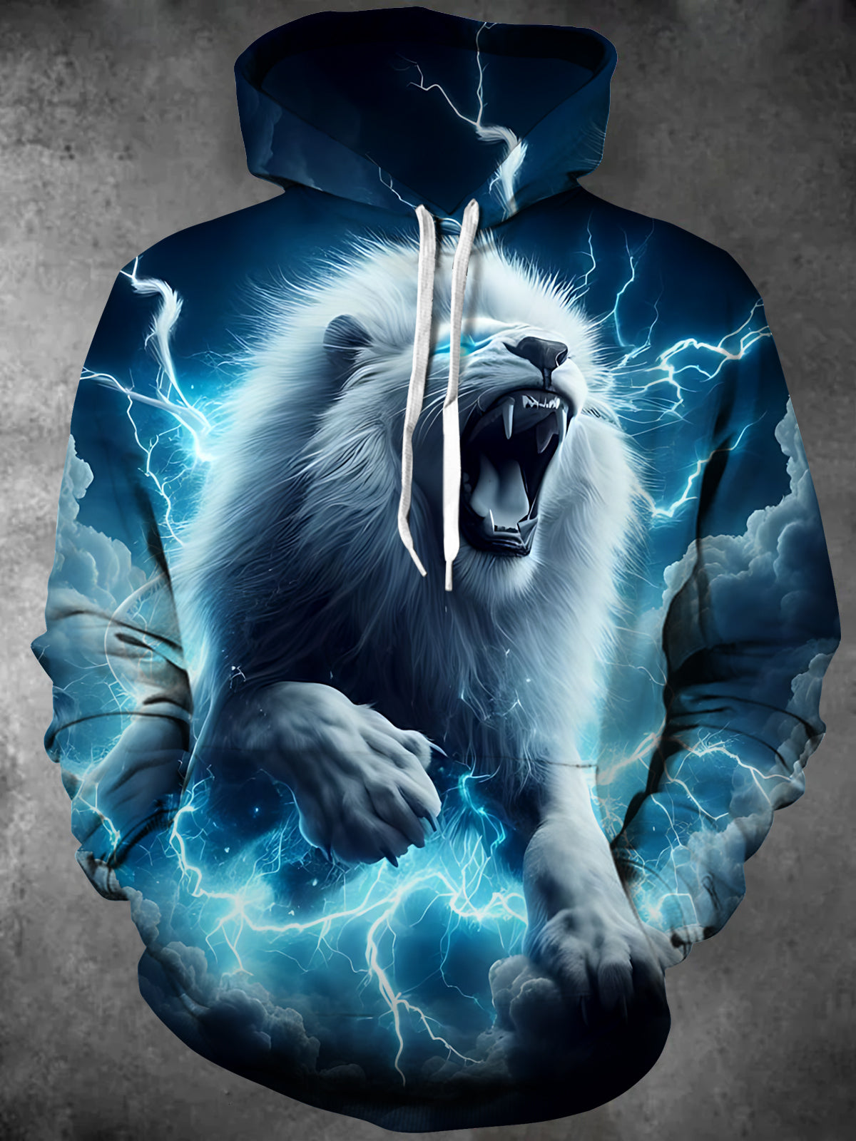 Lion Print Men's Long Sleeve Pocket Hoodies