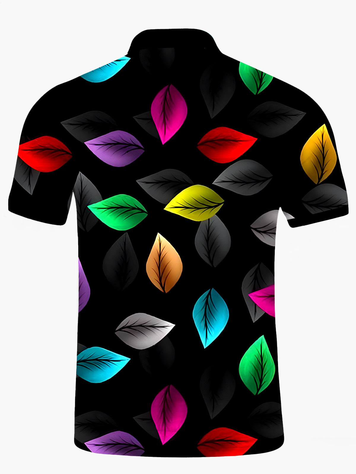 Hawaiian Leaf Men's Short Sleeve Button Polo Shirt