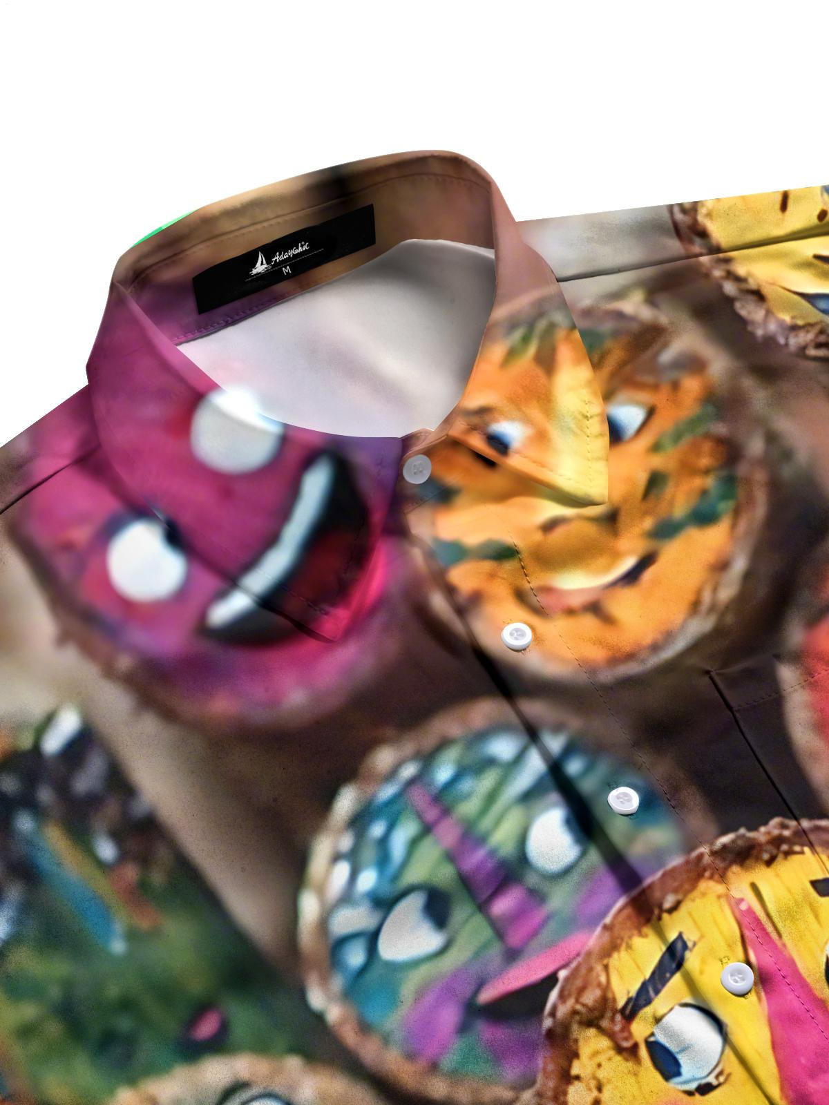 Funny Wood Print Men's Pocket Short Sleeve Shirts