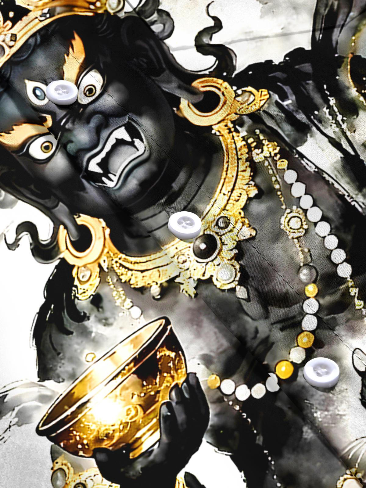 Buddhism Black Jambhala Men's Pocket Short Sleeve Shirts