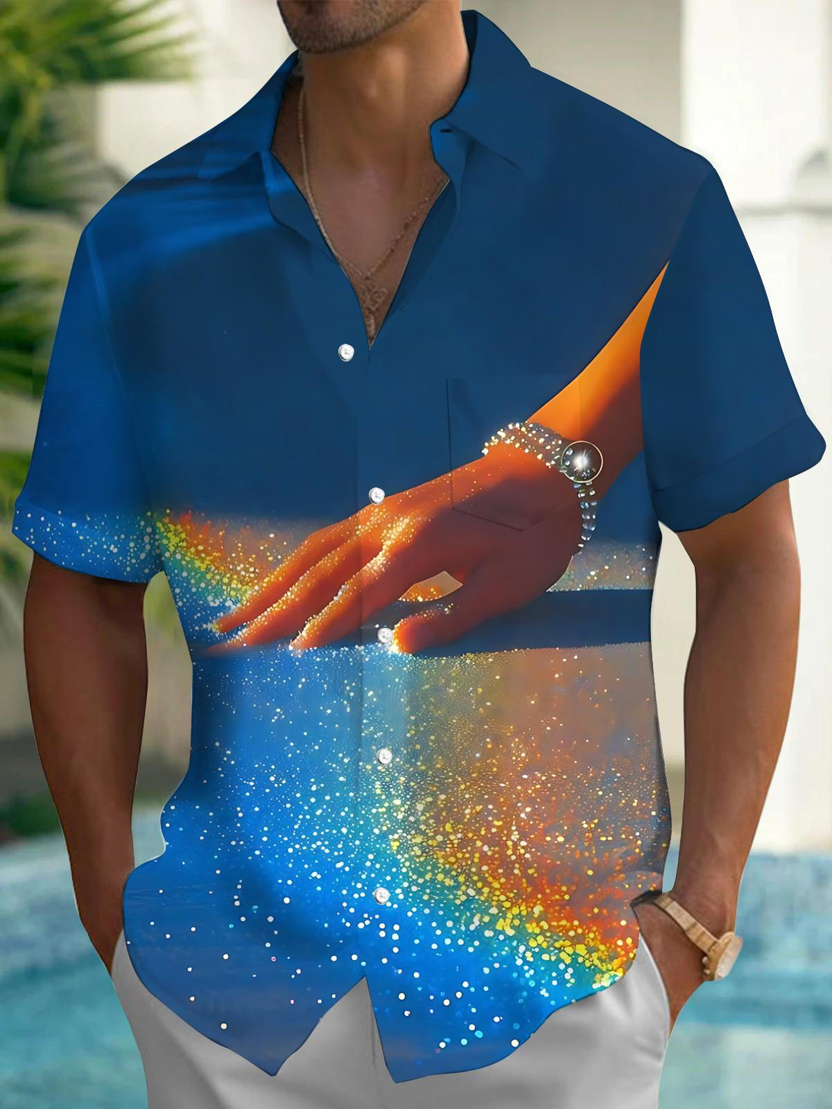 Art Print Men's Pocket Short Sleeve Shirts