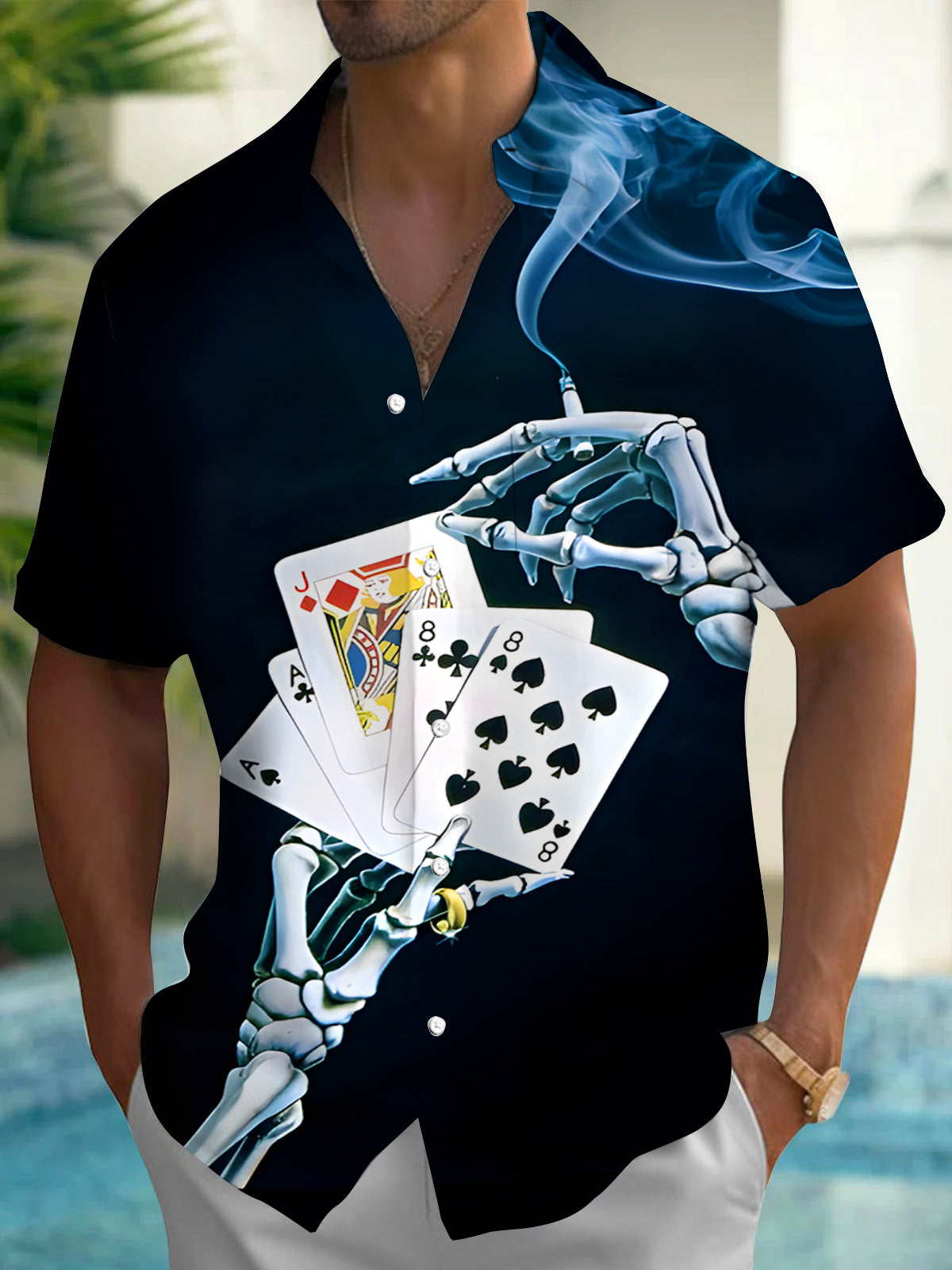 Poker Men's Pocket Short Sleeve Shirts