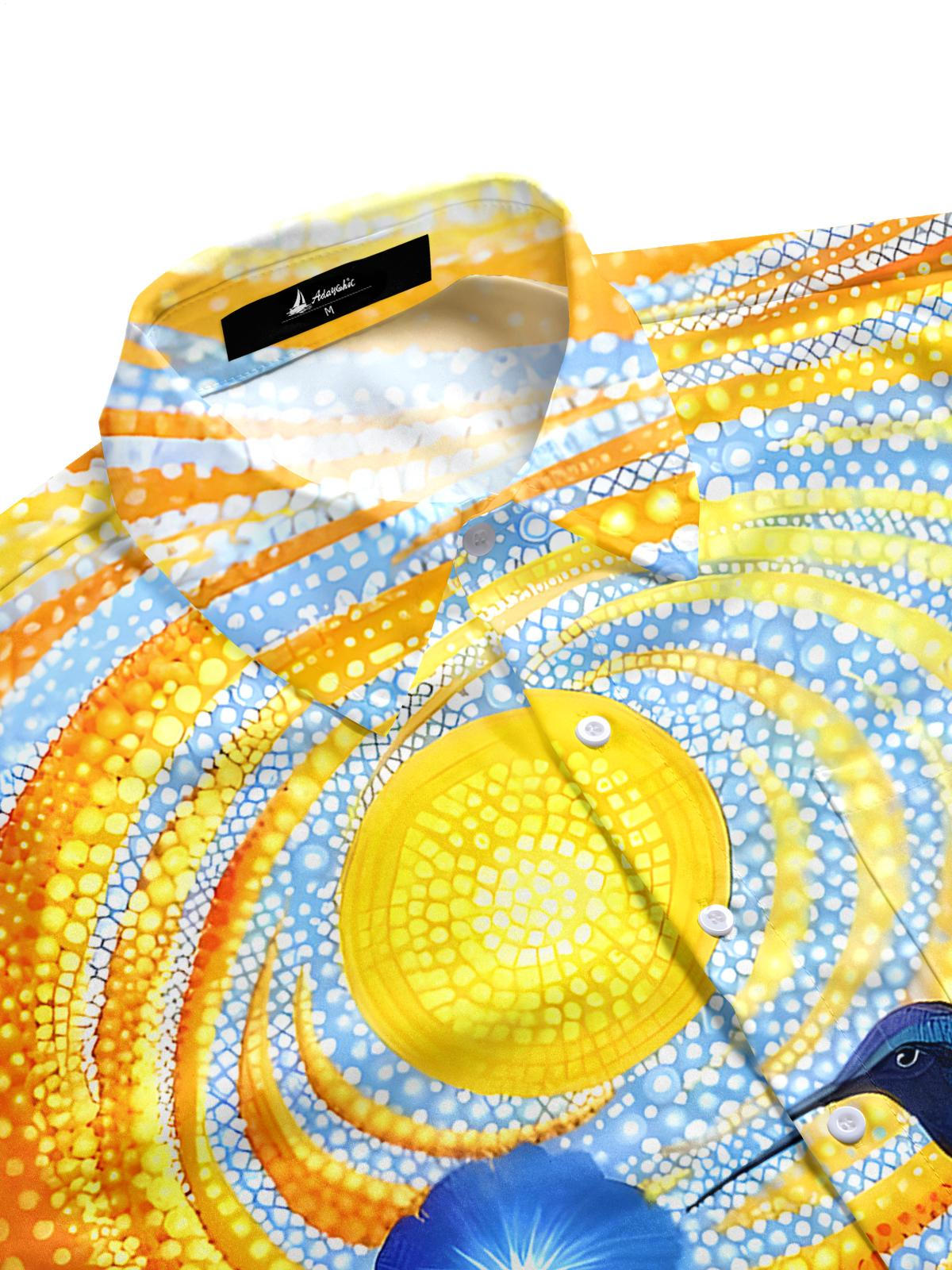 Hummingbird Morning Glory Men's Pocket Short Sleeve Shirts