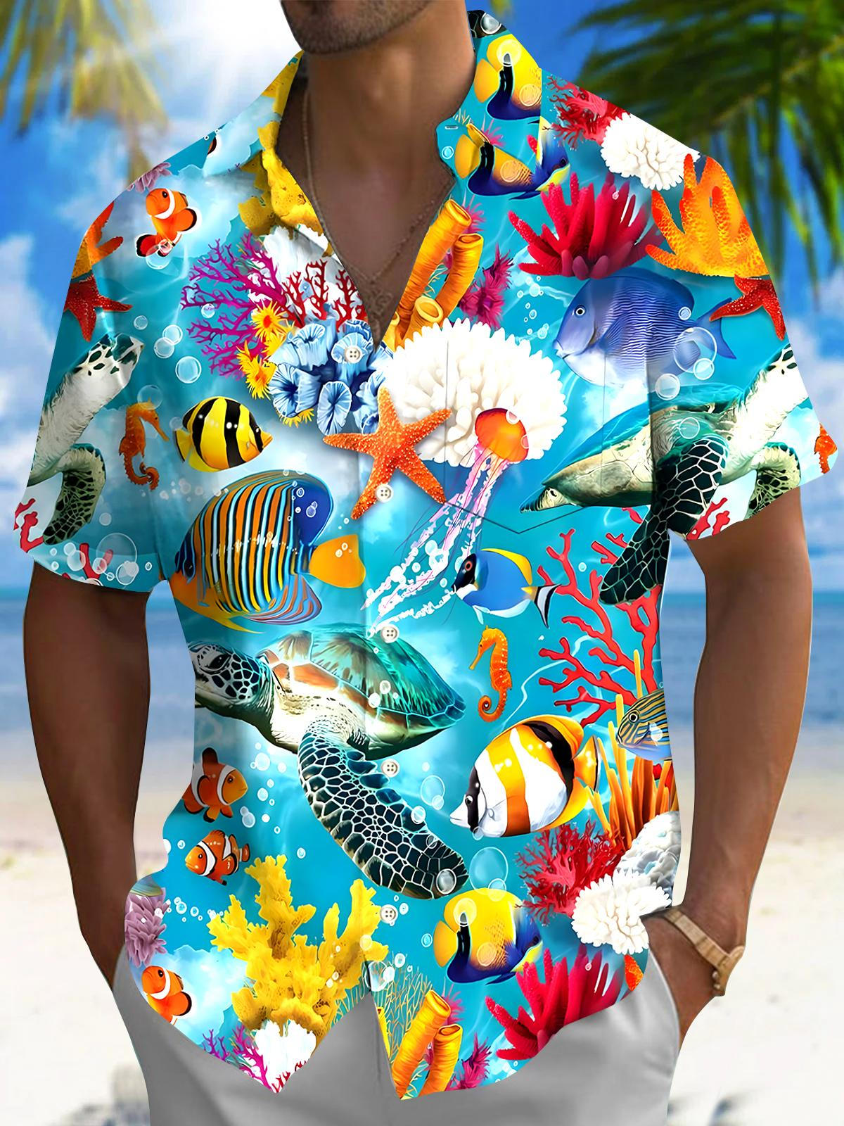 Hawaiian Fish Men's Pocket Short Sleeve Shirts